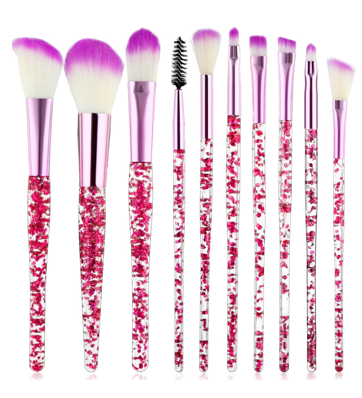 Buy Wllhyf Glitter Crystal 10-Piece Makeup Brush Set - Professional Bling Foundation Concealer Eyeshadow & Lip Brushes - Purple | International Shipping Available - Buy Online on GoSupps.com