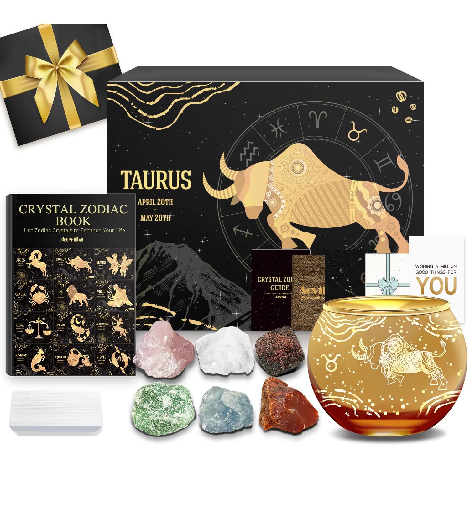 Aovila Bull Gifts for Women | Zodiac Tea Light Holder & Crystal Candlestick Set | Perfect Astrology Birthday Present for Moms & Friends - Buy Online on GoSupps.com