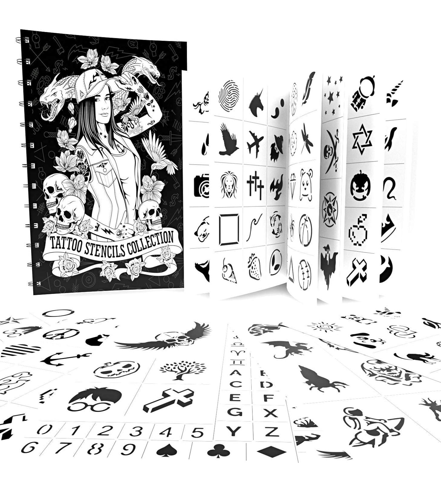 302 PCS Original and Exclusive Semi-Permanent Tattoo Stencils in a Premium Book. Including Letters and Numbers. Jagua/Henna/Glitter Girls&Boys Tattoo Stencil Temporary Tattoos for Women Body Art