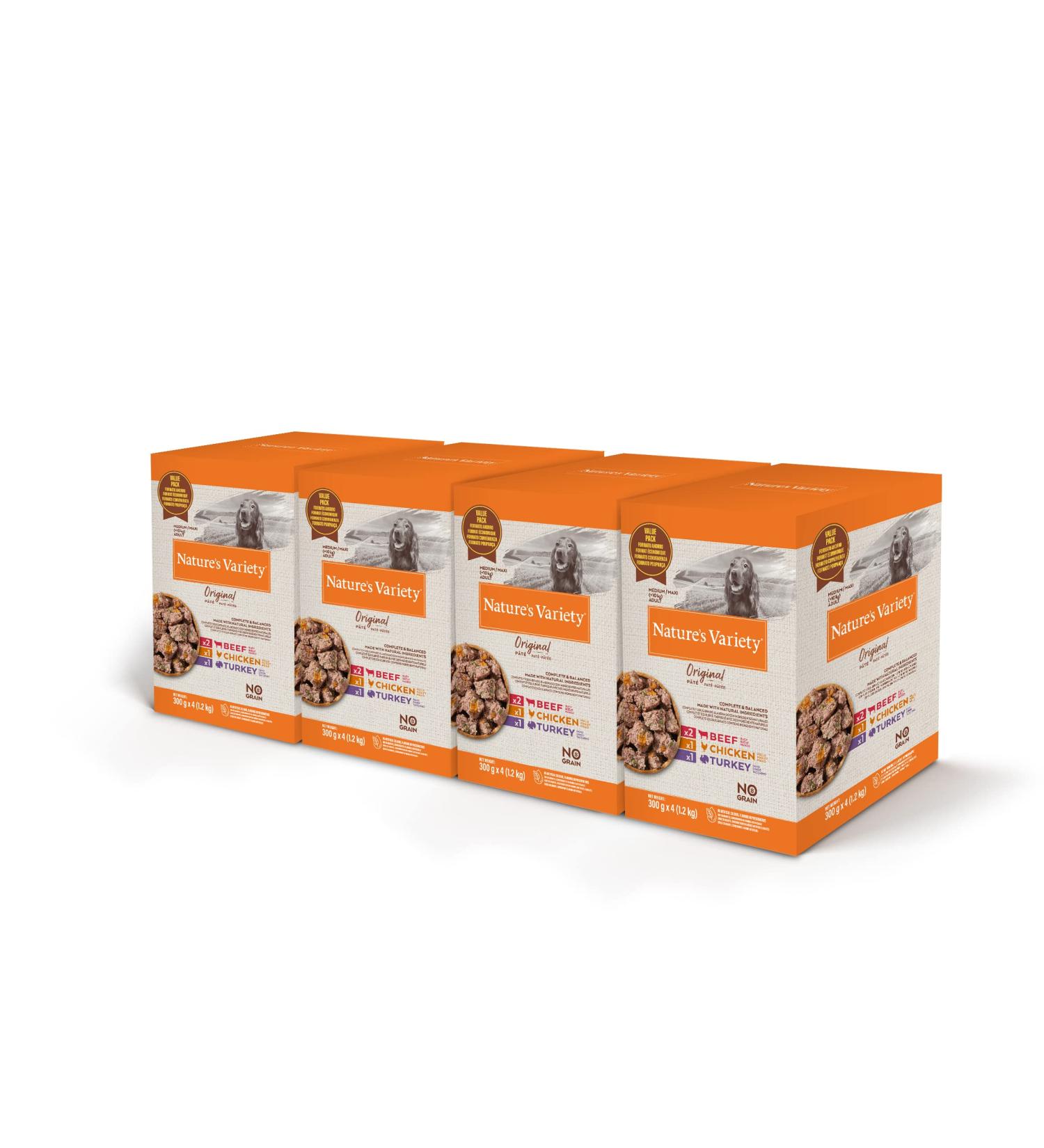 Nature's Variety Original No Grain - Multipack of p t s for adult dogs - 4 Multipacks of 4 x 300 g - 4.8 kg - Buy Online on GoSupps.com