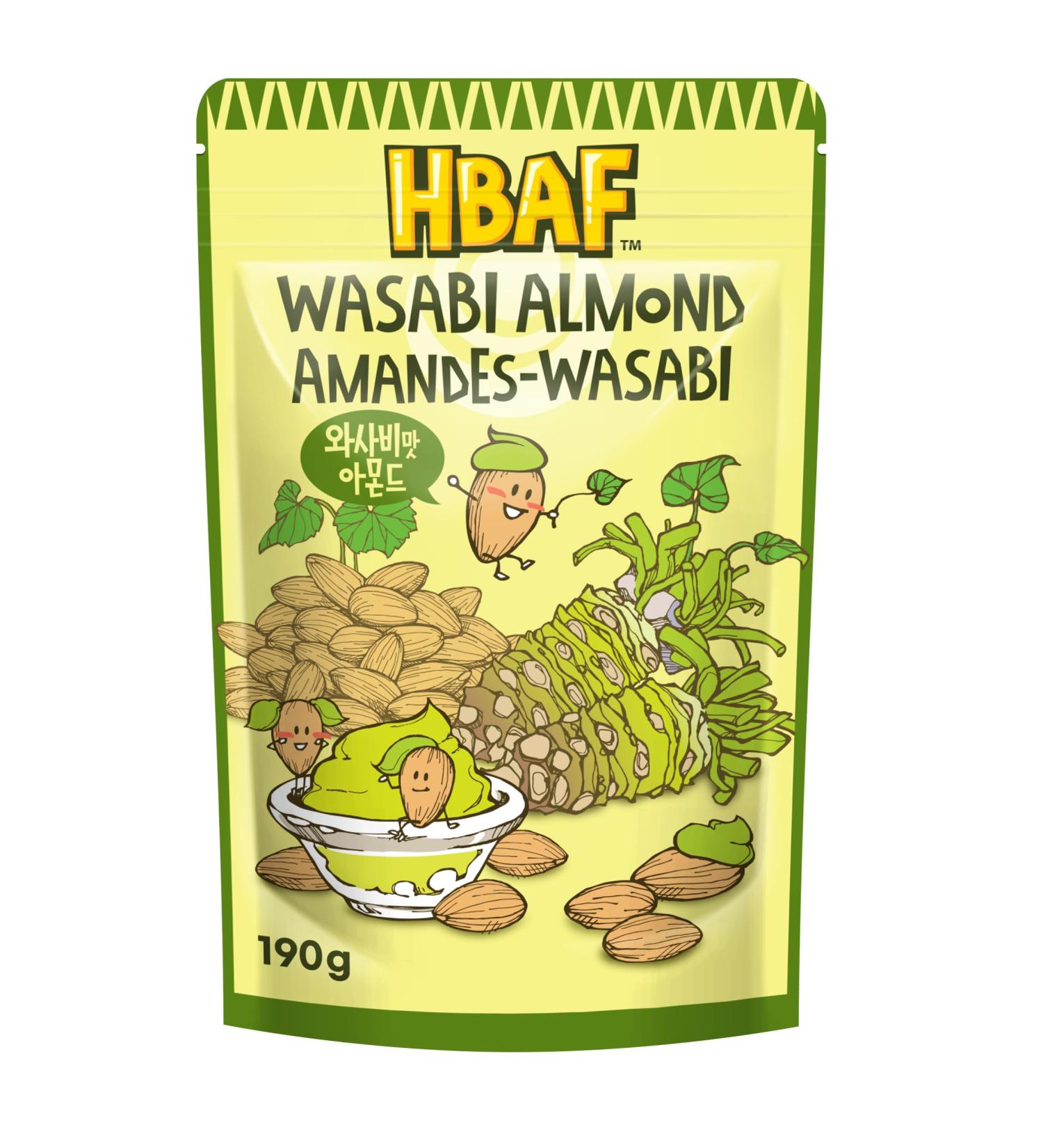 HBAF Roasted Almonds Wasabi Spicy Nuts Snack Pack from South Korea 190g - Buy Online on GoSupps.com