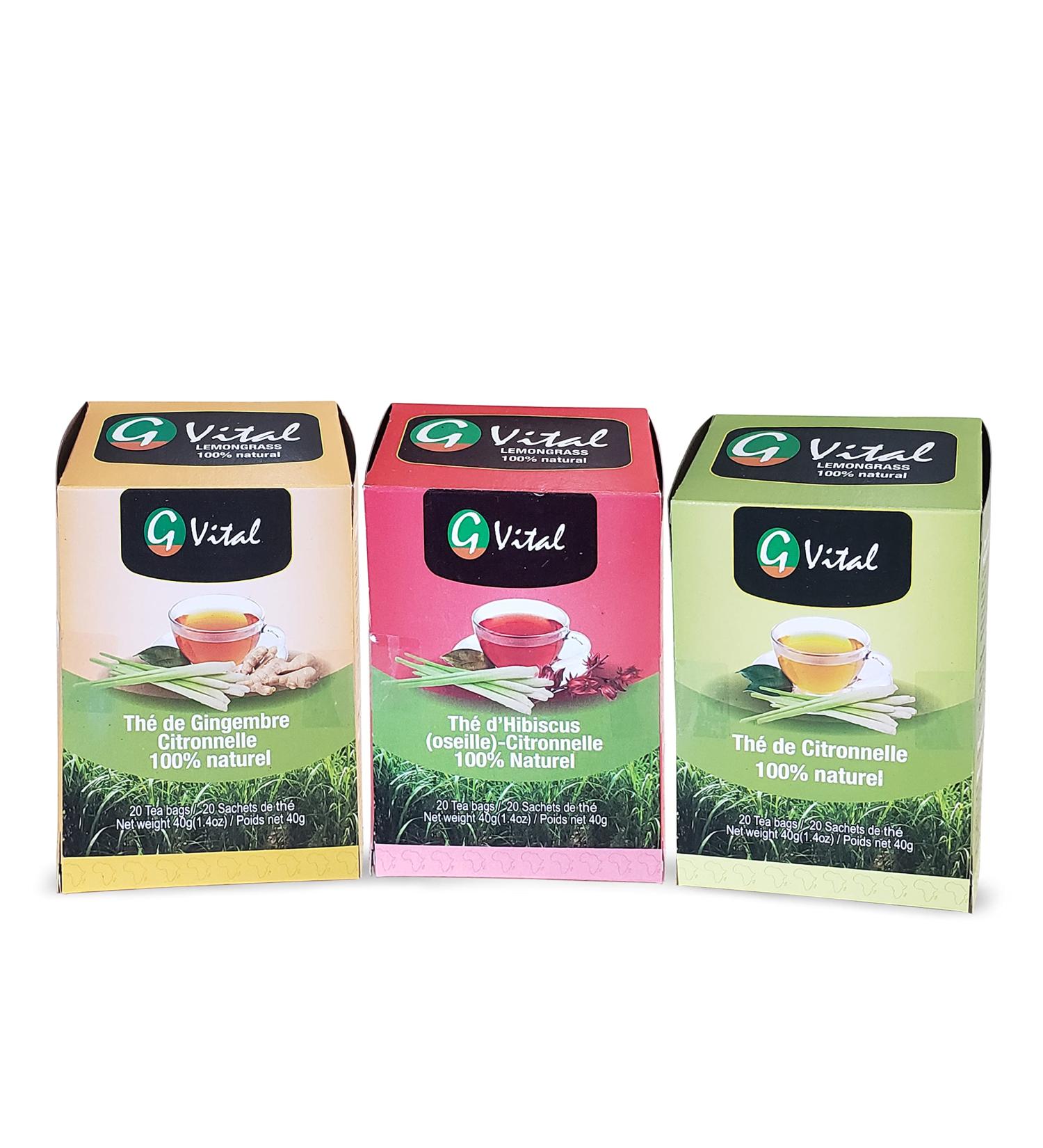 Natural Organic Lemongrass Tea Variety Pack - Lemongrass Lemongrass-Ginger and Lemongrass-Hibiscus Blends non-GMO caffeine free great hot and iced go vital - Buy Online on GoSupps.com