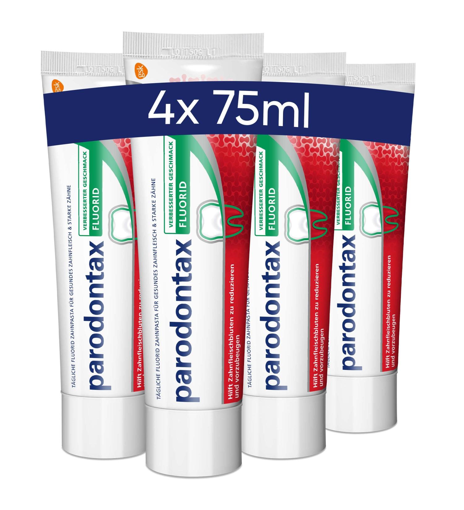 Parodontax Fluoride Toothpaste 4x75ml | Reduces Bleeding Gums | Tasteless Formula - Buy Internationally - Buy Online on GoSupps.com