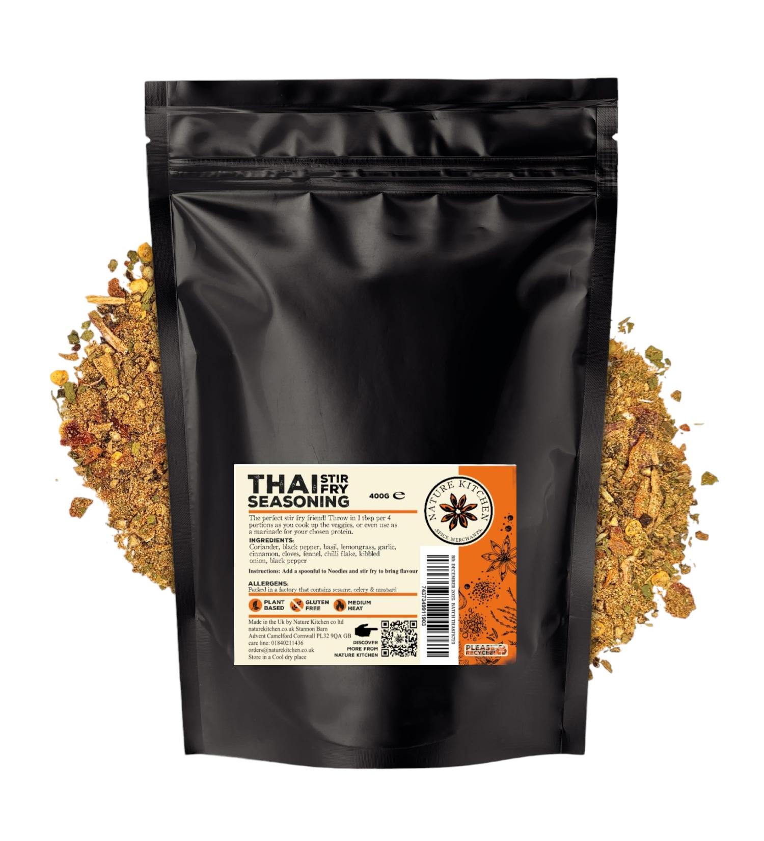 Nature Kitchen Thai Stir Fry Seasoning (Medium Heat) 400g - Gluten-Free & Vegan Cooking Blend for Marinades, Sauces, Frying, Baking | Large Bag of Seasoning Spices - Buy Online on GoSupps.com