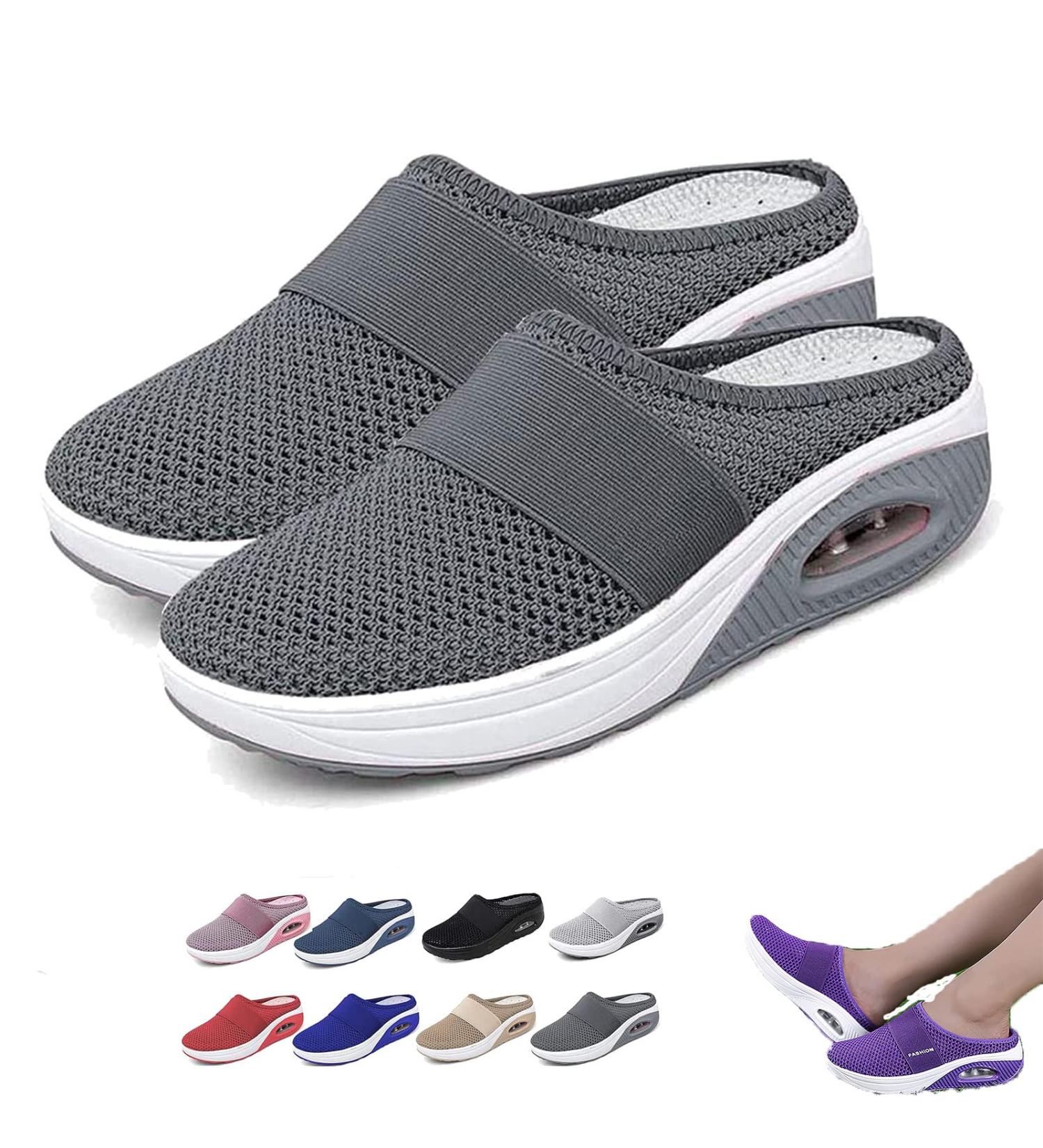 Women's Dark Grey Air Cushion Orthopedic Diabetic Walking Shoes with Arch Support - Size 8 - Buy Online on GoSupps.com