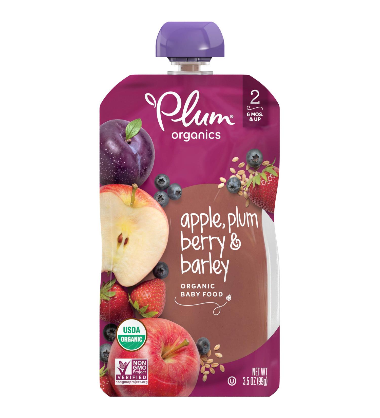 Plum Organics Stage 2 Baby Food â€“ Organic Apple Plum Berry & Barley 3.5 oz | Healthy Baby Nutrition - Buy Online on GoSupps.com