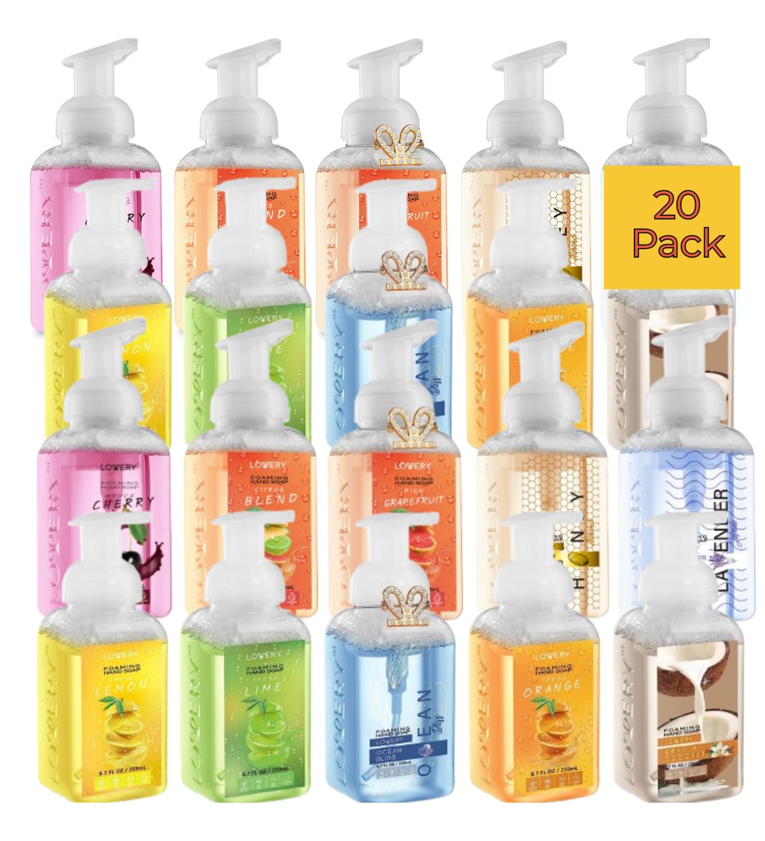 Foaming Hand Soap 20 Pack - Hand Soap with Aloe Vera and Essential Oils - Alcohol-Free Hand Wash in Citrus Blend Lemon Orange Lime Grapefruit Black Cherry Fragrances & More Scented Hand Wash Honey Almond Ocean Bliss  - Buy Online on GoSupps.com
