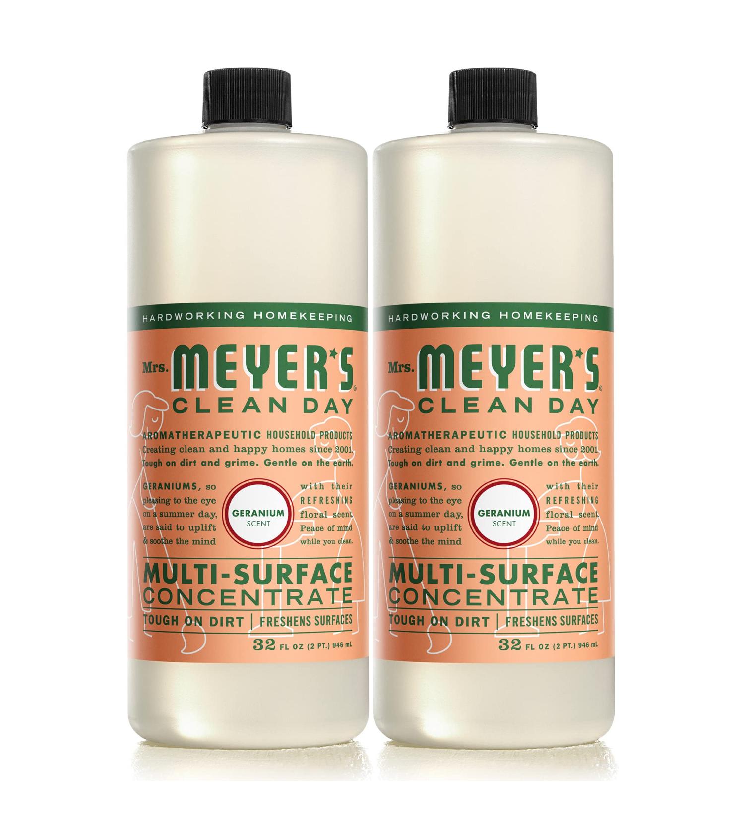 Mrs. Meyer's Geranium Multi-Surface Cleaner Concentrate - 32 oz, Pack of 2 | Eco-Friendly Floor & Tile Cleaner - Buy Online on GoSupps.com