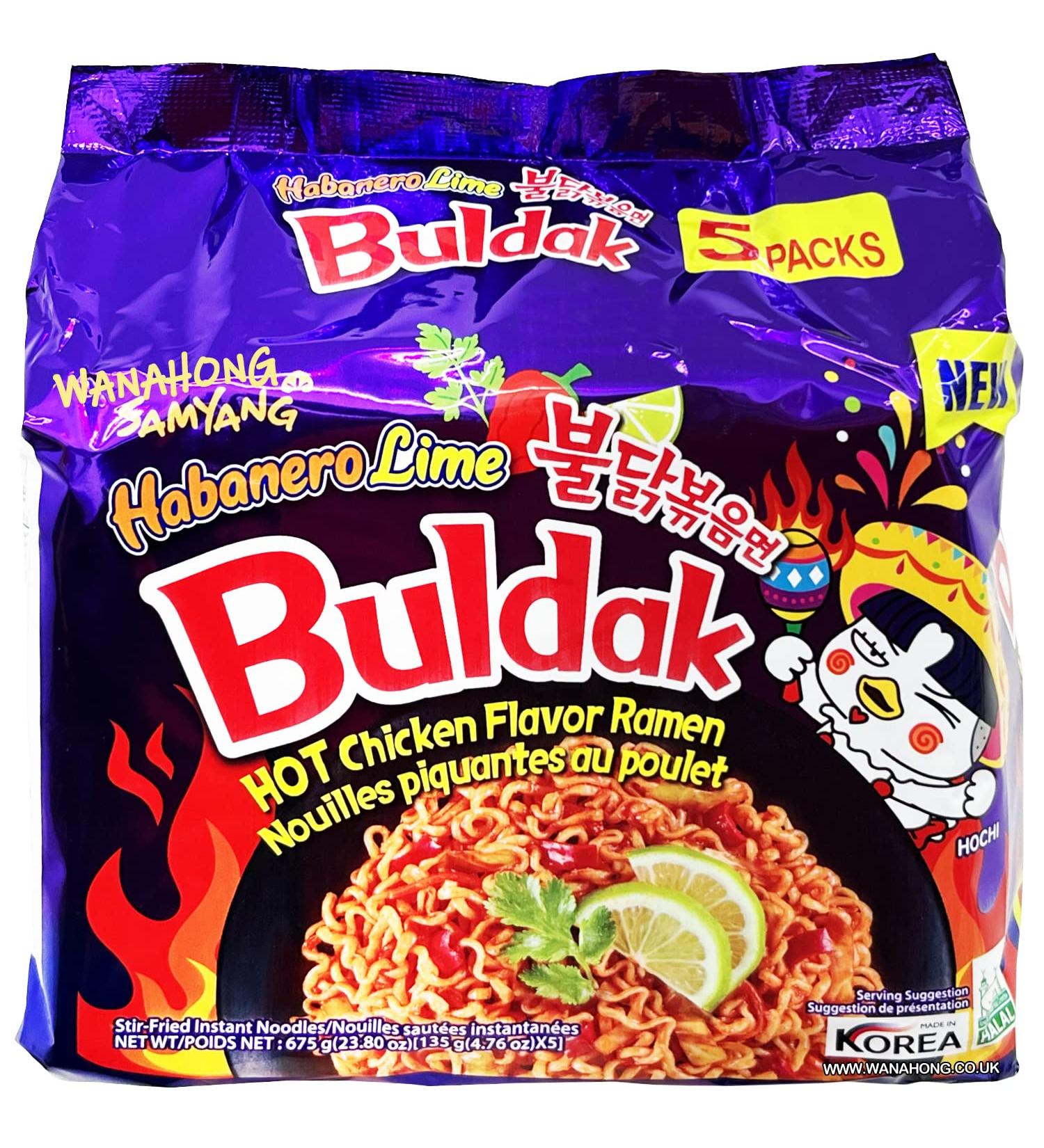 WaNaHong Samyang Hot Chicken Flavour Ramen - Habanero Lime (5 Packs) 675g Limited Edition HALAL - Buy Online on GoSupps.com