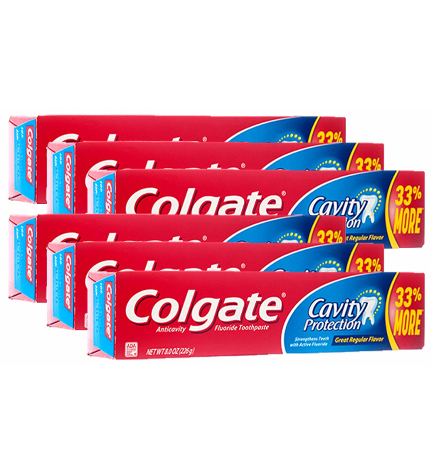 Colgate Cavity Protection Fluoride Toothpaste Regular Flavor - 8 oz Pack of 6