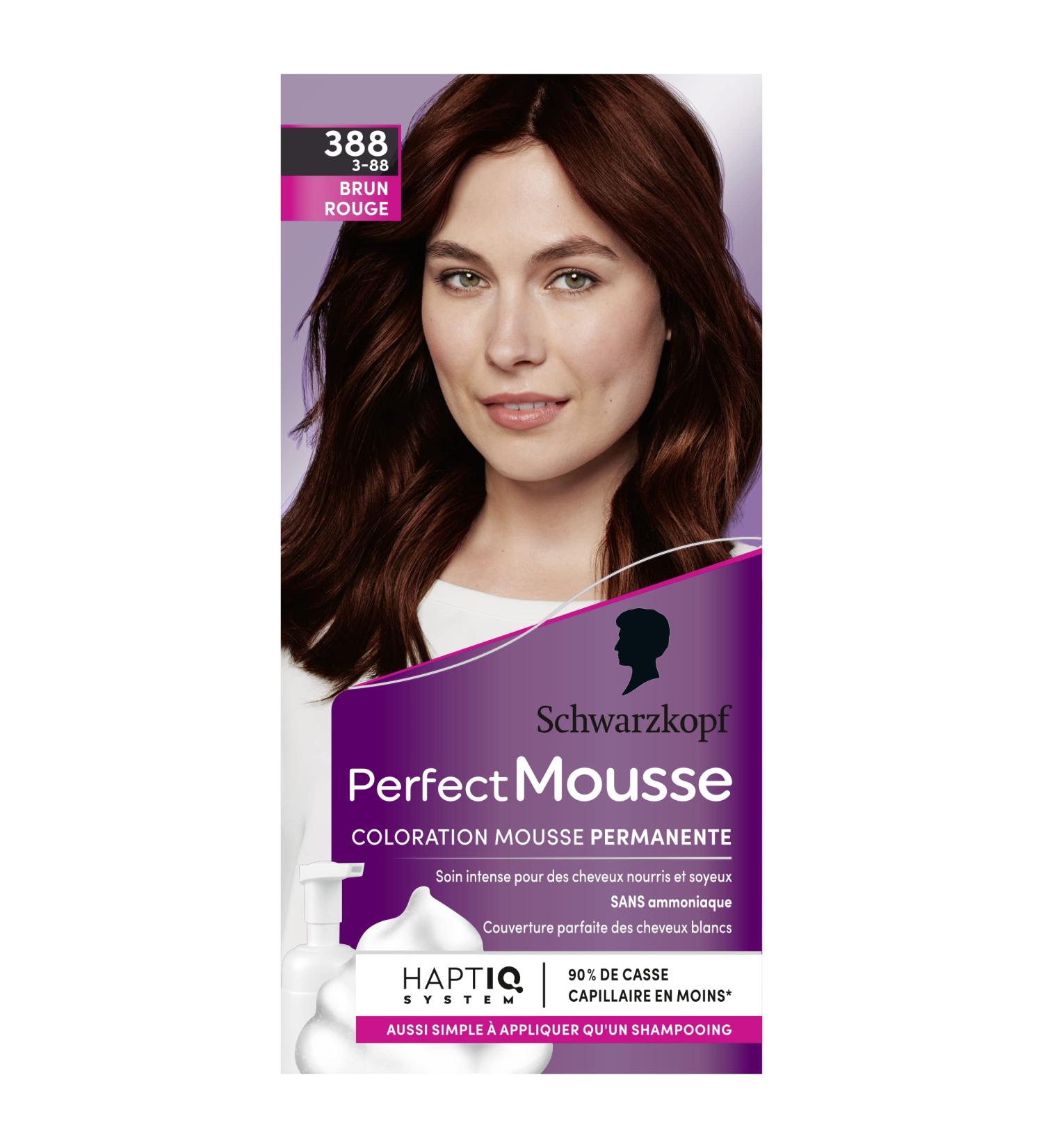 Schwarzkopf - Perfect Mousse - Hair Color - Permanent Mousse without Ammonia - Care Mask 96% ingredients of natural origin - Brown Red 388 1 ml (Pack of 1) - Buy Online on GoSupps.com