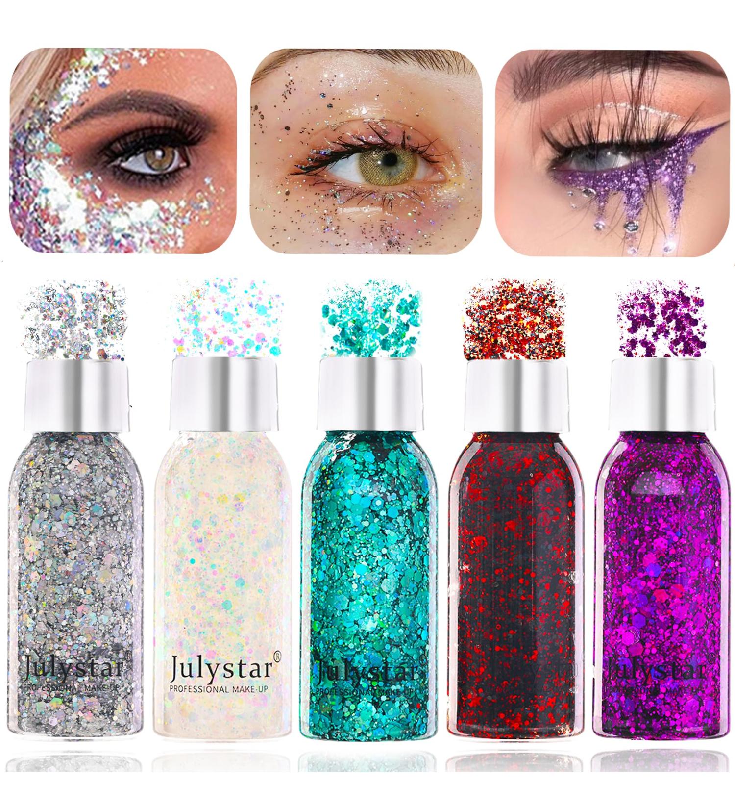 5 Pieces Body Glitter Gel Set | Chunky Mermaid Sequins & Festival Face Makeup for Christmas Parties & Masquerades - Buy Online on GoSupps.com