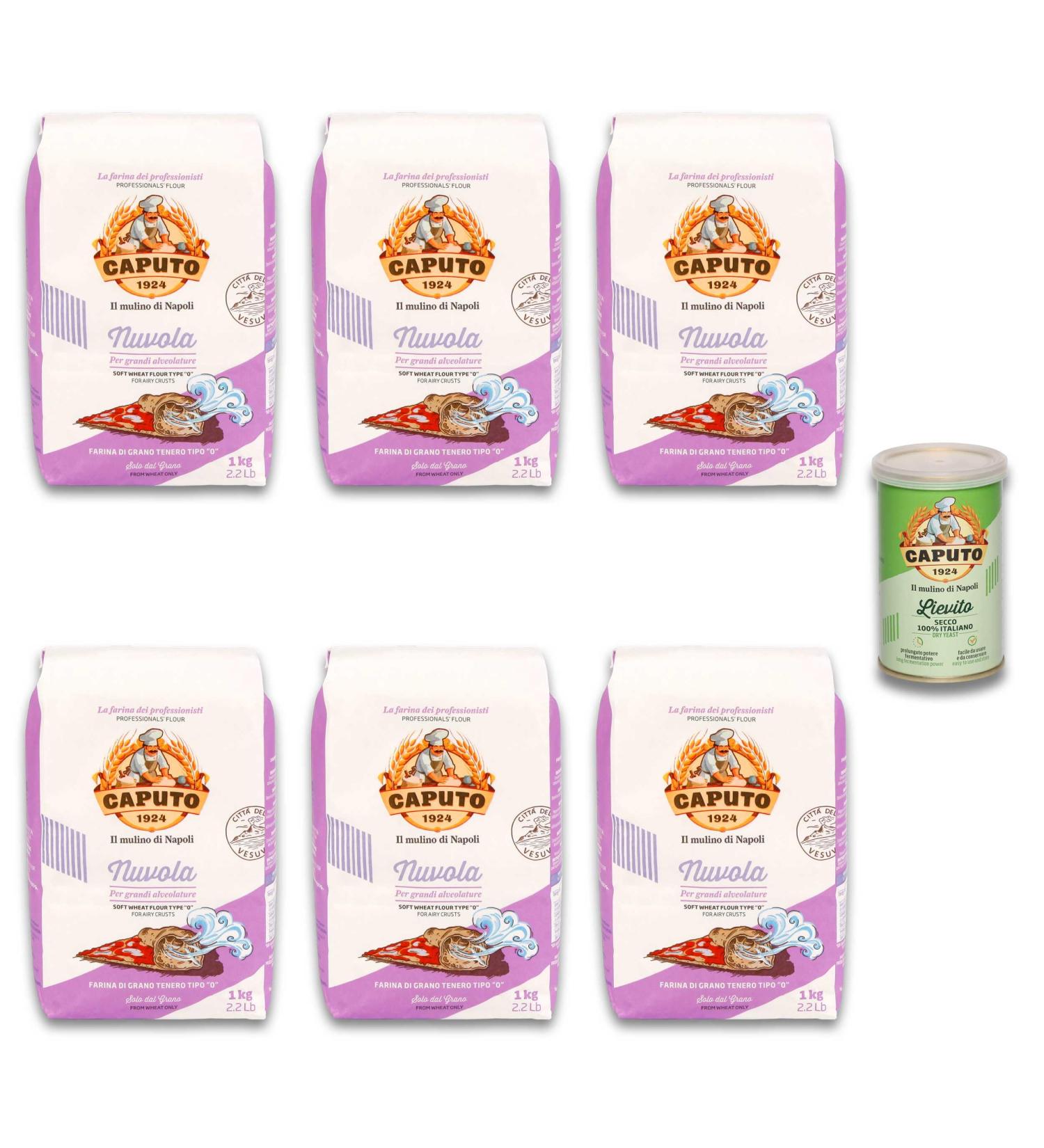 DELICRET: 6x1kg Caputo Nuvola Flour 100g Dry Yeast & Original Pizza Recipe | Perfect Rising Times 2-48h - International Shipping - Buy Online on GoSupps.com