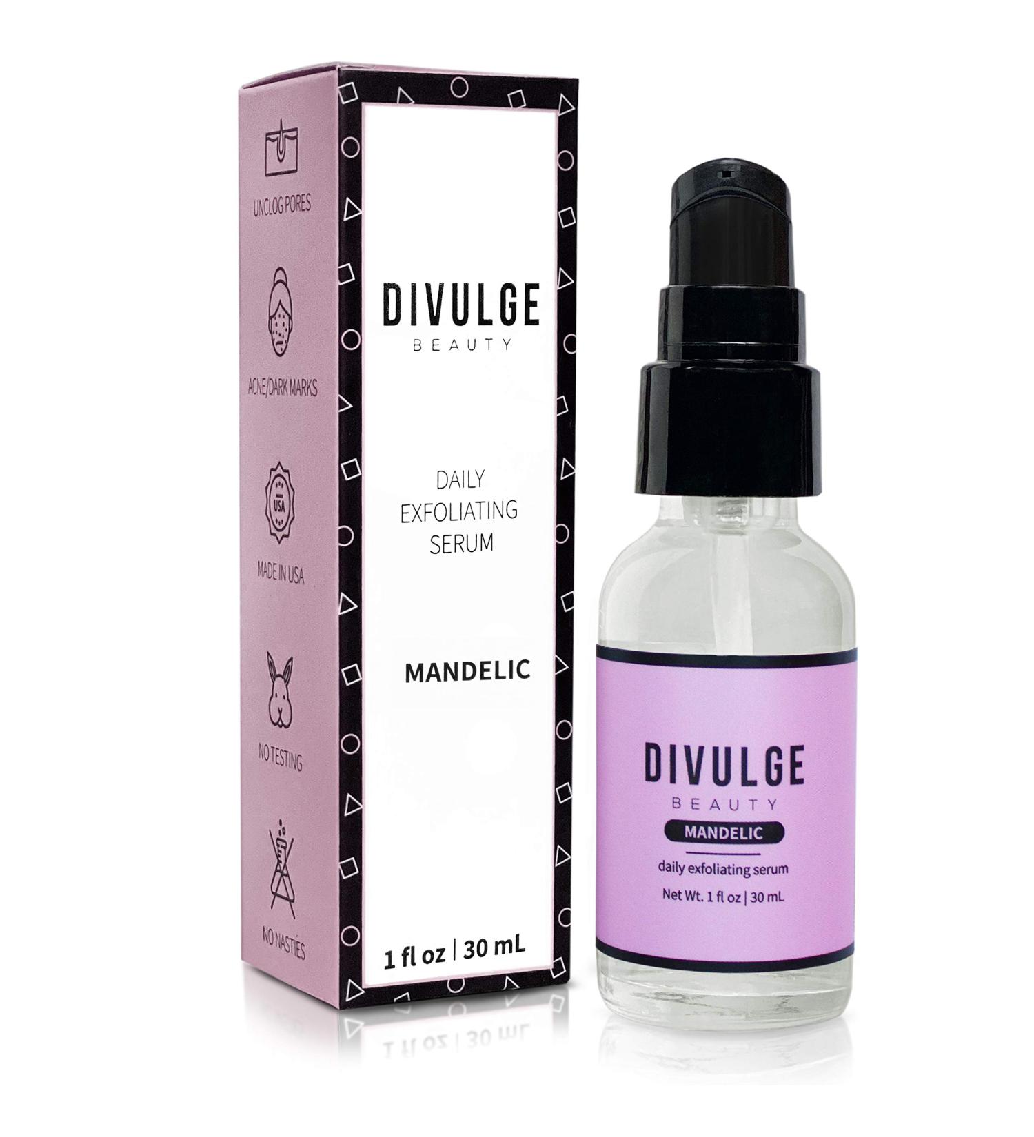 Divulge Beauty AHA Mandelic Acid Gel Serum | Daily Exfoliating Treatment for Acne Scars, Dark Spots & Hyperpigmentation on Face, Back, Thighs, Arms, Chest & Butt | 1 oz - Buy Online on GoSupps.com