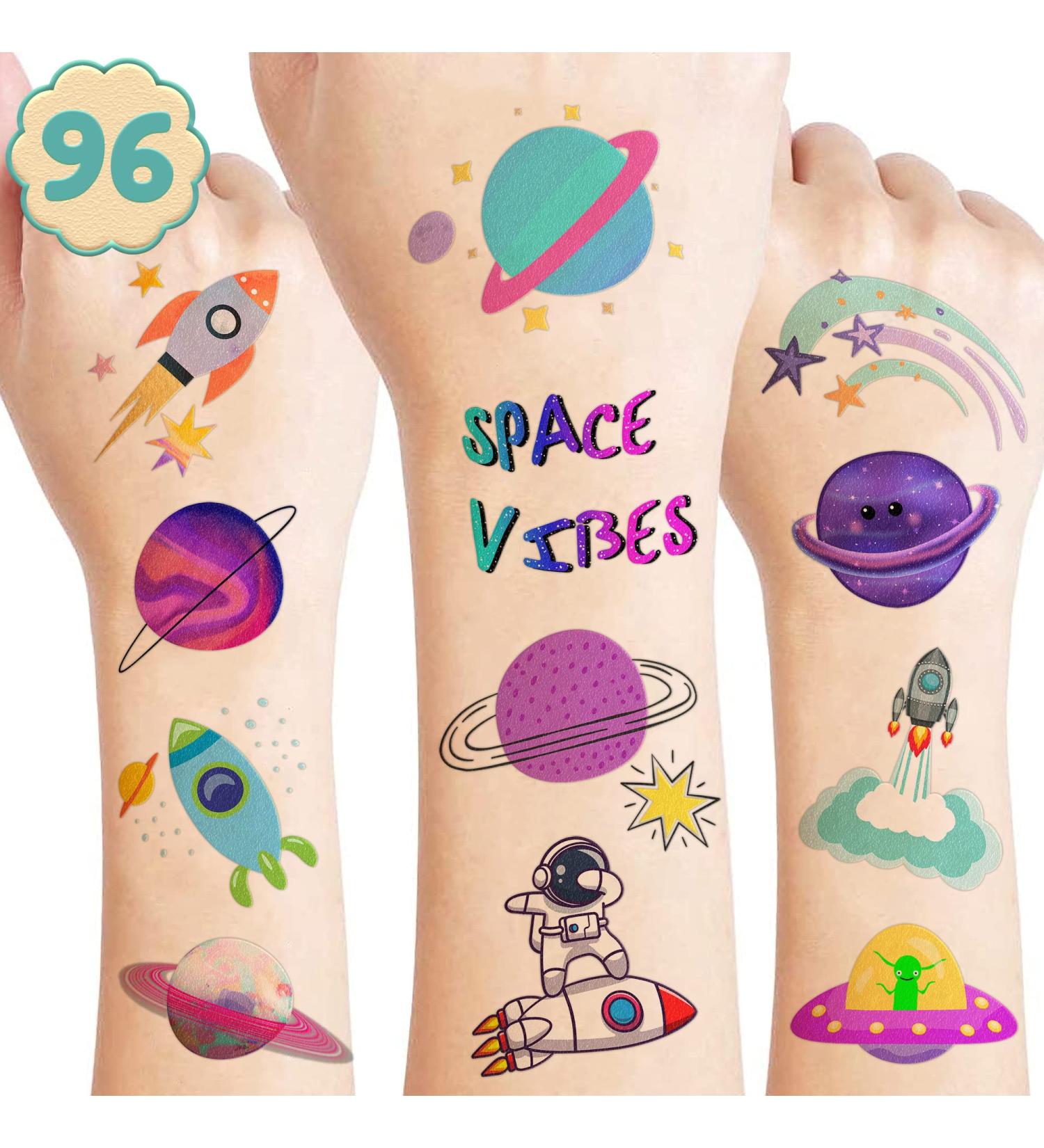 Galaxy Temporary Tattoos for Kids - Outer Space Birthday Party Decorations & Supplies - Buy Online on GoSupps.com