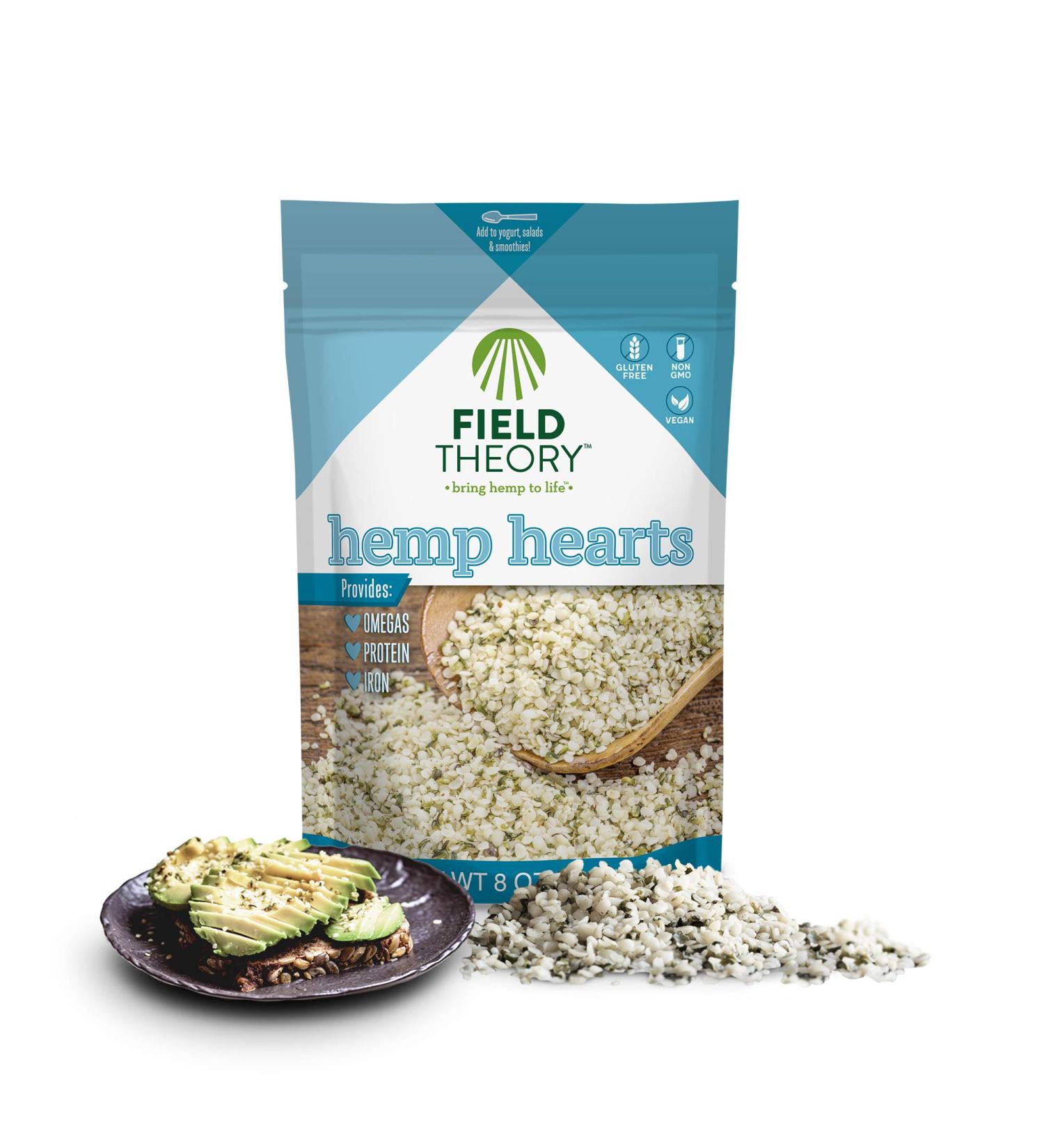 Hemp Hearts Field Theory Shelled Seeds - 8oz Conventional Hemp Hearts - Buy Online on GoSupps.com