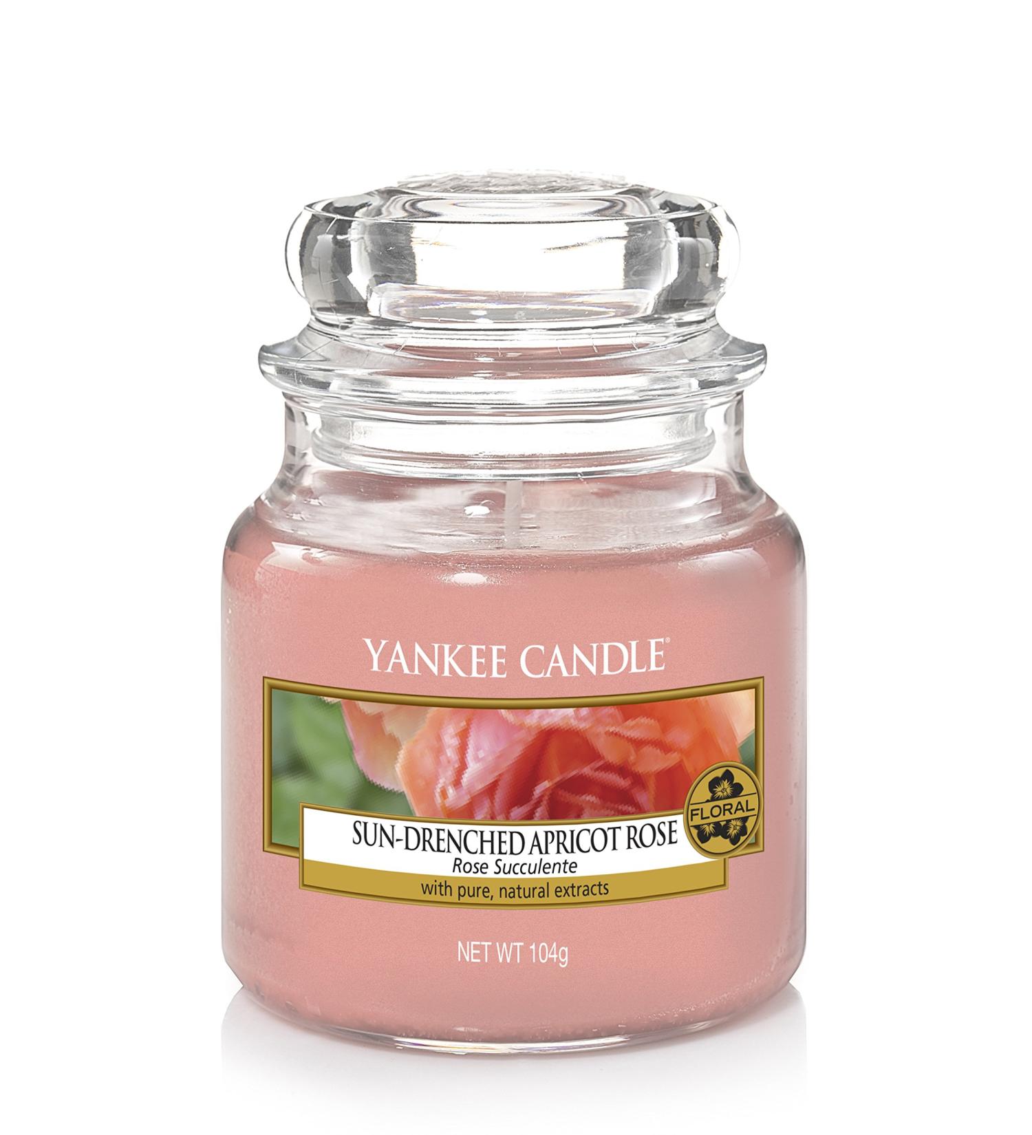 Yankee Candle Sun-Drenched Apricot Rose - Small Glass Candle | 30 Hours of Fragrance | International Shipping Available - Buy Online on GoSupps.com