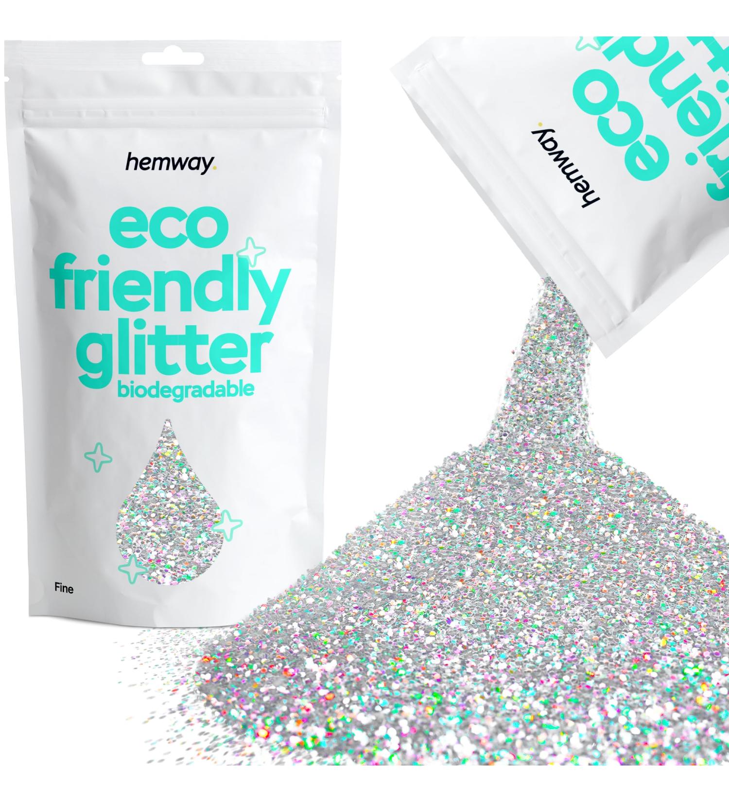 Hemway Eco-Friendly Biodegradable Glitter 100g | Vegan Sparkle for Face Eyes Body Hair & Nails | Silver Holographic - Festival Safe - Buy Online on GoSupps.com