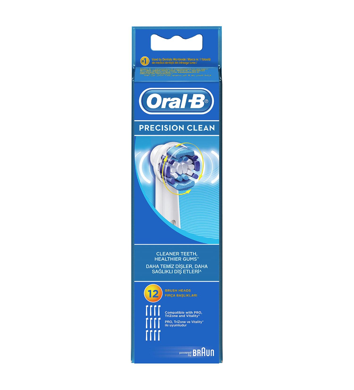 Oral-B PrecisionClean Electric Toothbrush Replacement Heads Powered by Braun - Pack of 12 12 Count