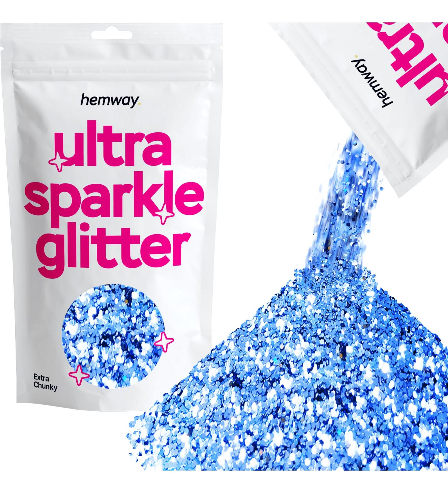 Hemway Ultra-Shine Extra Chunky Glitter - Azure Blue 100g | Premium Craft Glitter for DIY Projects & Home Decor - Buy Online on GoSupps.com