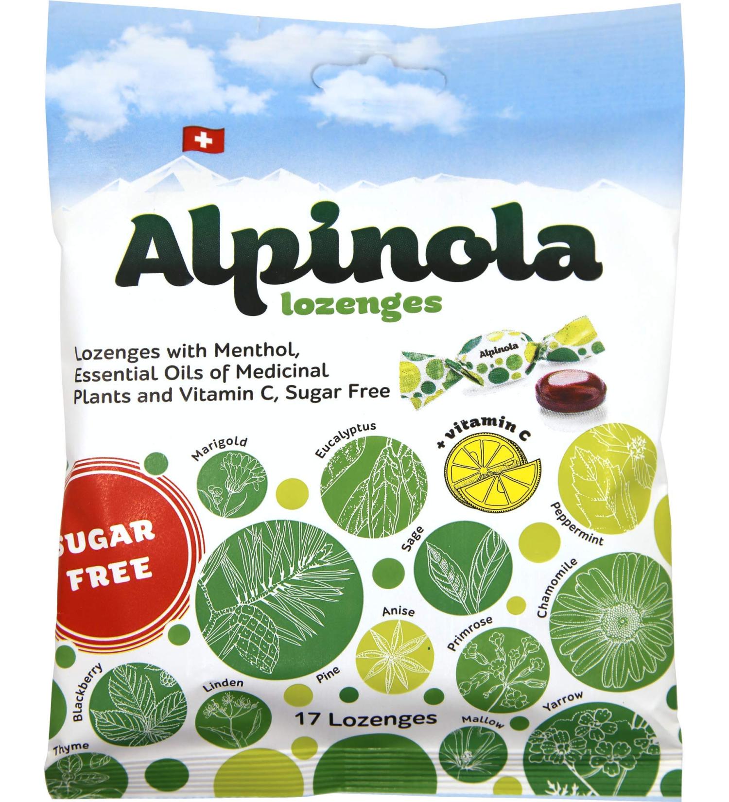 Alpinola Sugar-Free Lozenges with Menthol Essential Oils & Vitamin C - 17 Count - Buy Online on GoSupps.com