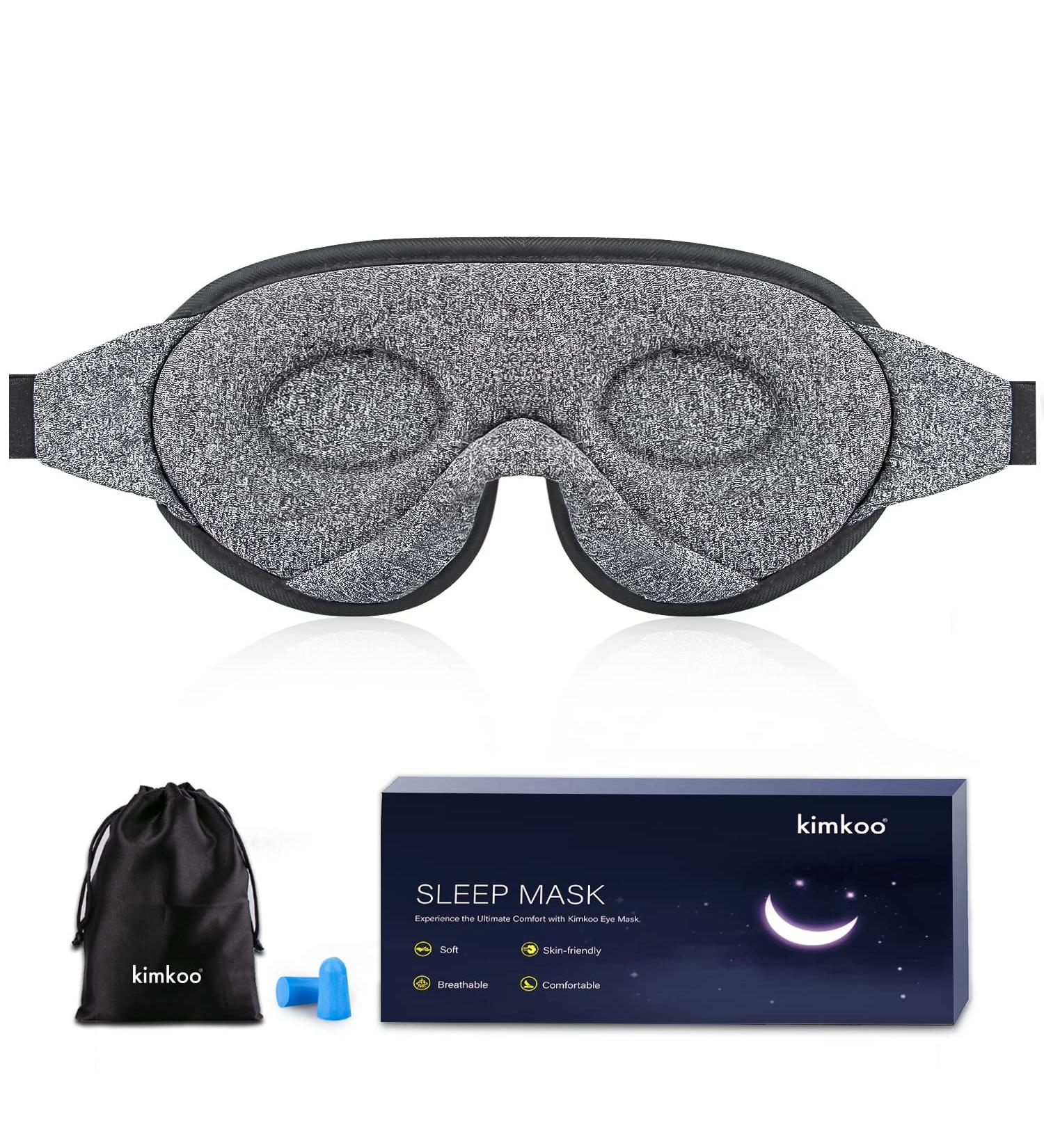 Kimkoo 3D Cotton Sleep Mask - Latest Soft & Breathable Eye Mask for Sleeping - 100% Blackout Blindfold Eye Cover - Gray - Buy Online on GoSupps.com