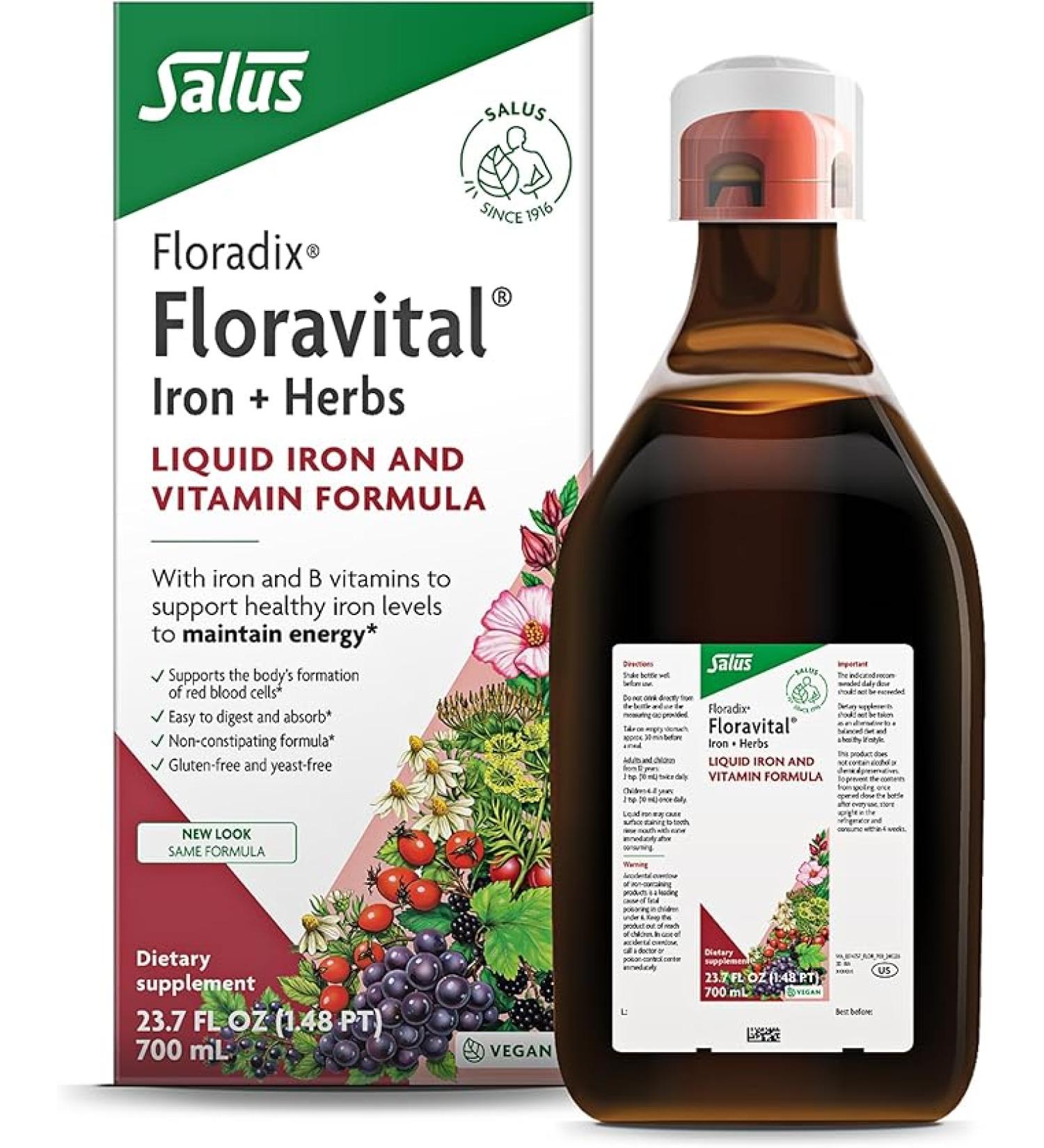 Gaia Herbs Floradix Floravital Iron + Herbs 23 fl oz - Boost Energy & Vitality - Buy Online on GoSupps.com