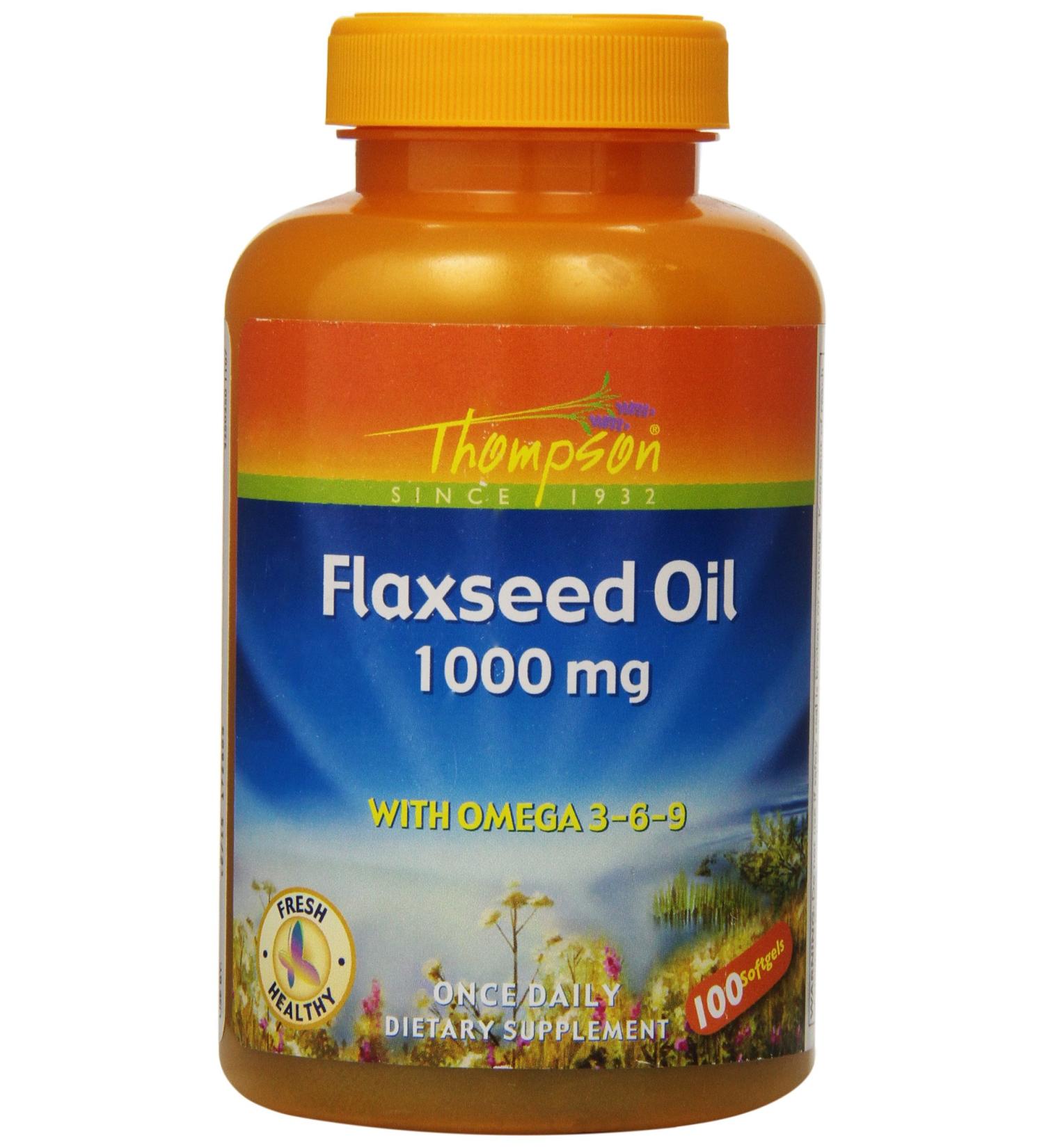 Thompson Flaxseed Oil Softgel 1000mg 100ct - Pure Seed Extract | Plastic Bottle - Buy Online on GoSupps.com