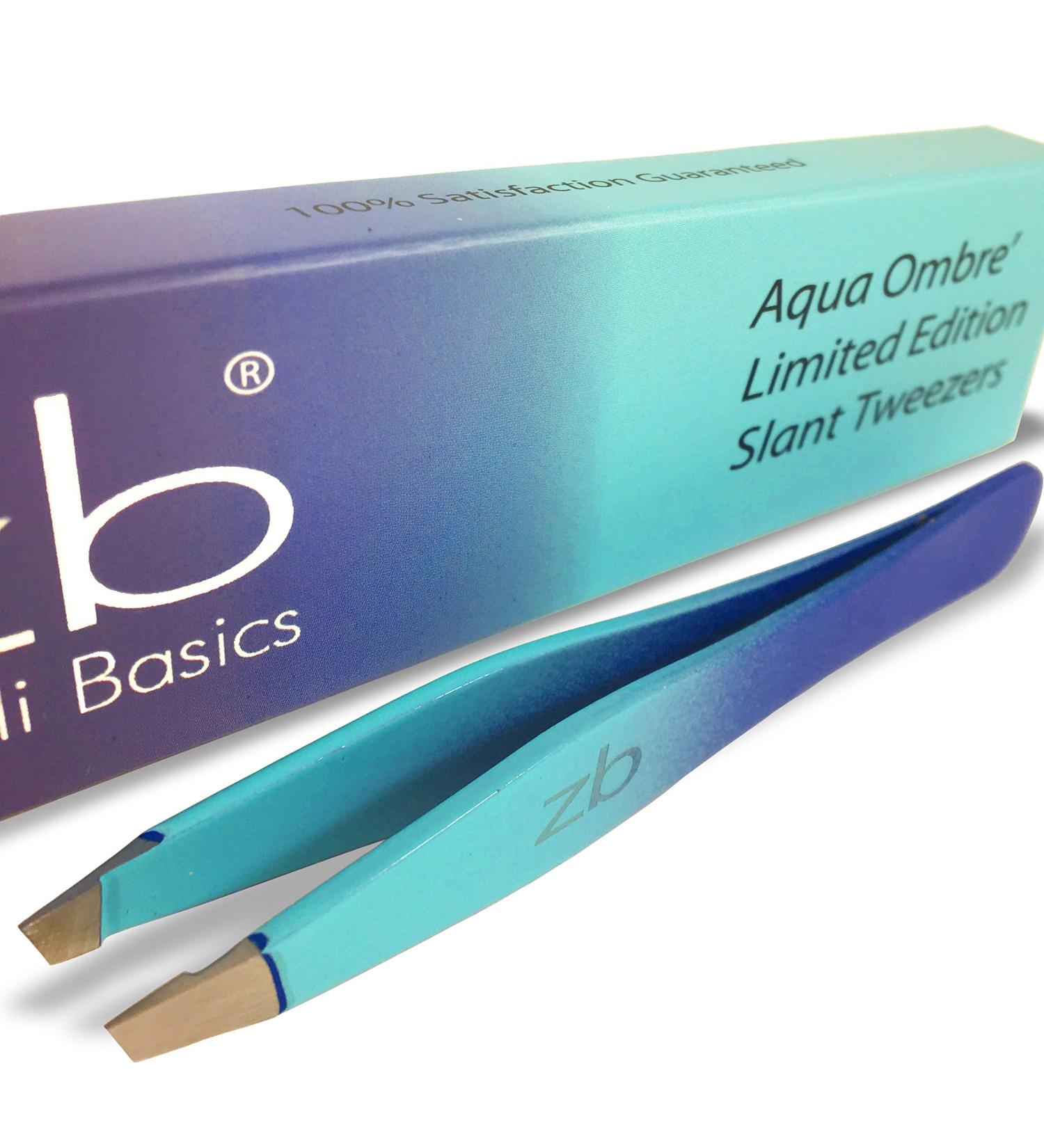 Zizzili Basics Limited Edition Aqua Ombr Slant Tweezer - Precision Eyebrow Hair Removal - Buy Online on GoSupps.com