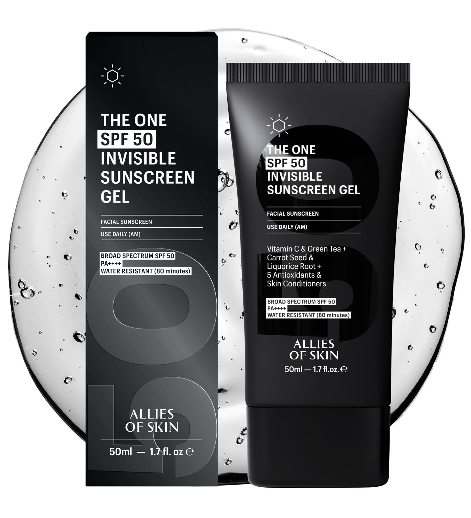 Allies of Skin The One SPF 50 Invisible Sunscreen Gel - Antioxidant-Enriched with Vitamin C Green Tea & More - International Shipping Available - Buy Online on GoSupps.com
