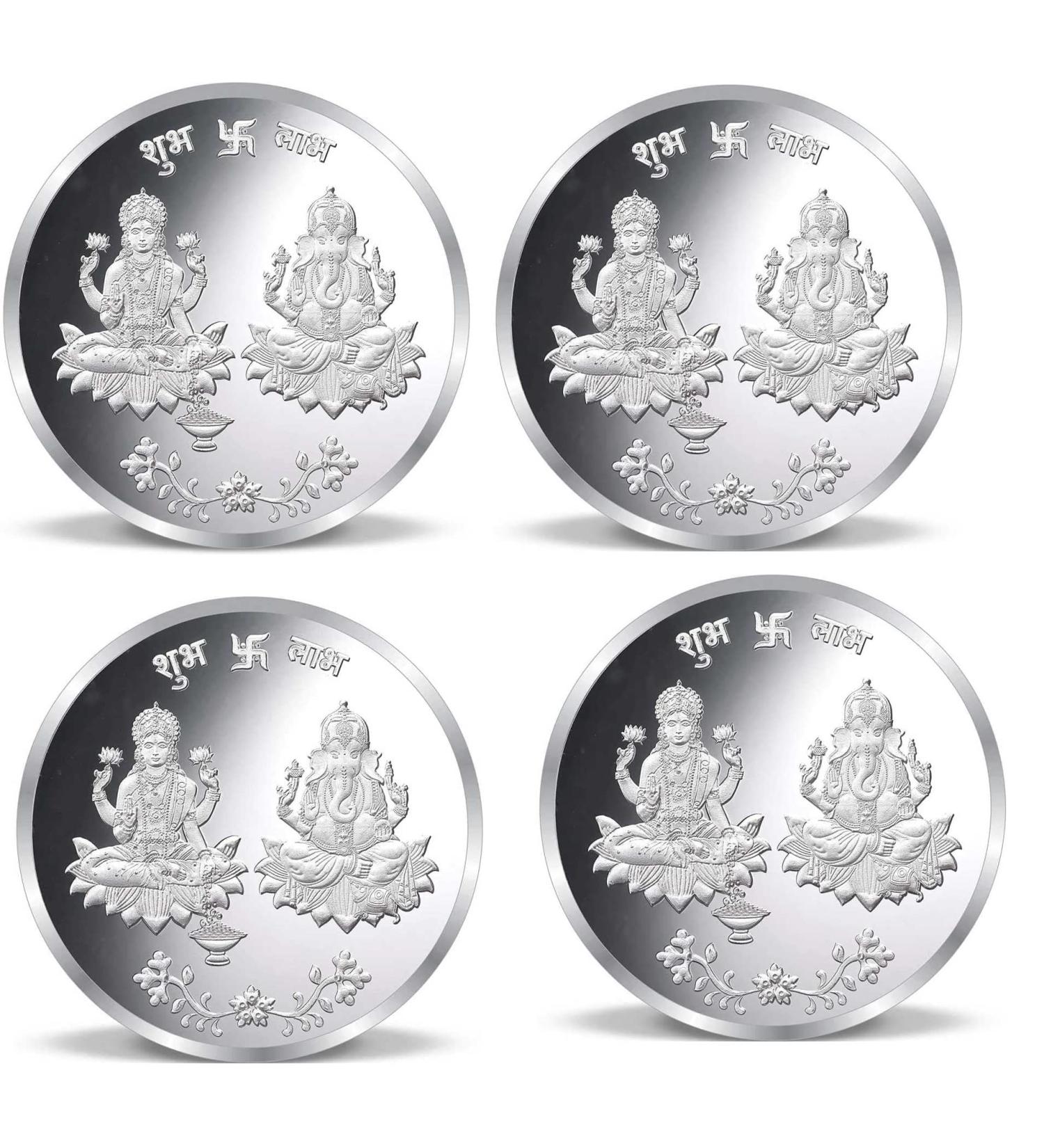 Diwali Gift Lakshmi Ganesh Ji S 999 g Coin (Pack of 4) - Buy Online on GoSupps.com