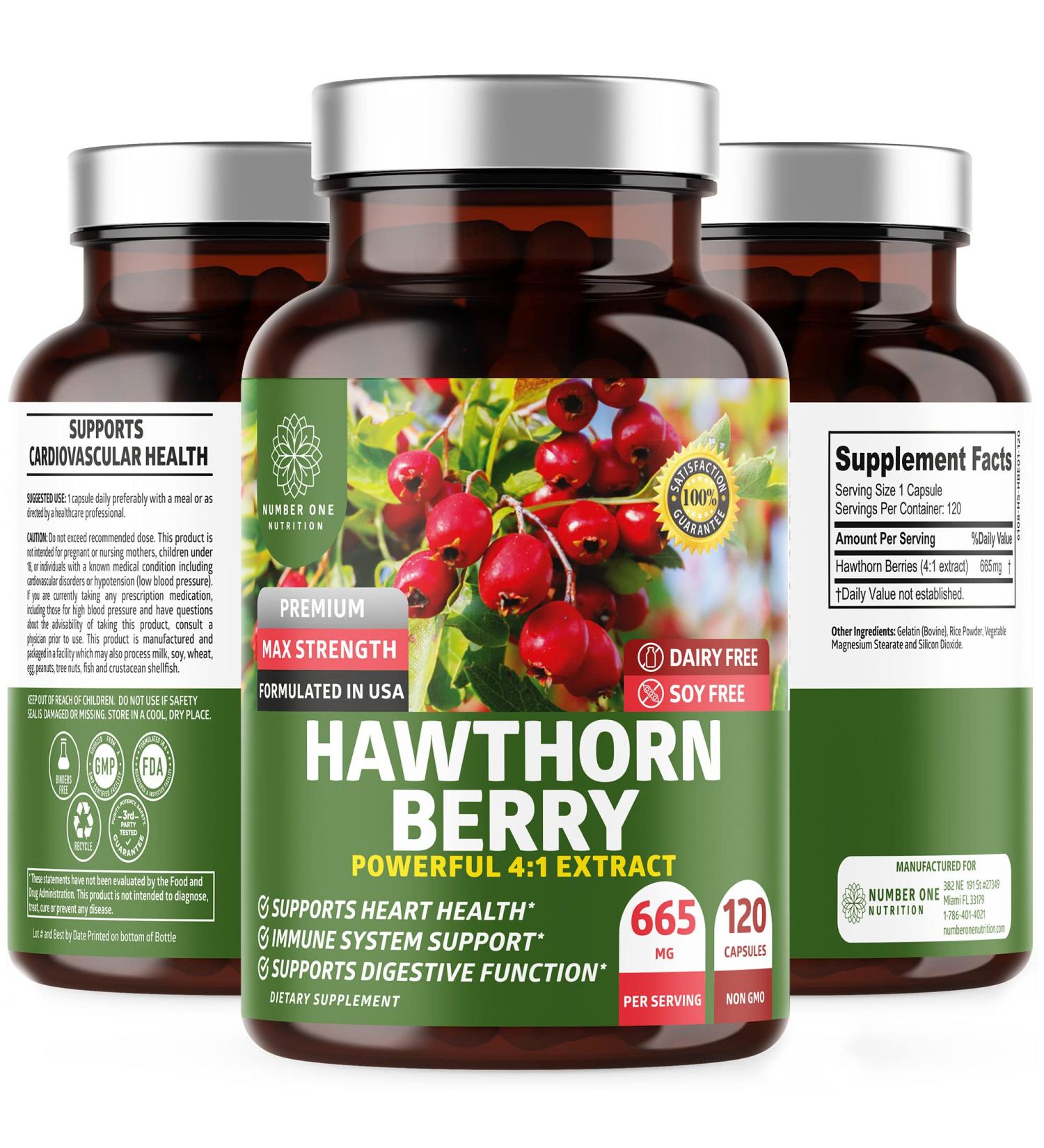 N1N Premium Hawthorn Berry Capsules - Max Strength 2660mg - Heart Health & Immunity Support - 120 Caps - Buy Online on GoSupps.com