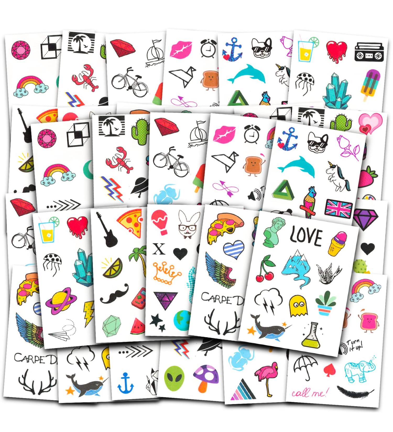Mini Tattoos Temporary Set - 1000+ Realistic Tiny Designs for Women, Girls, Kids, and Adults | Stars, Hearts, Symbols, Butterflies, Flowers - Buy Online on GoSupps.com