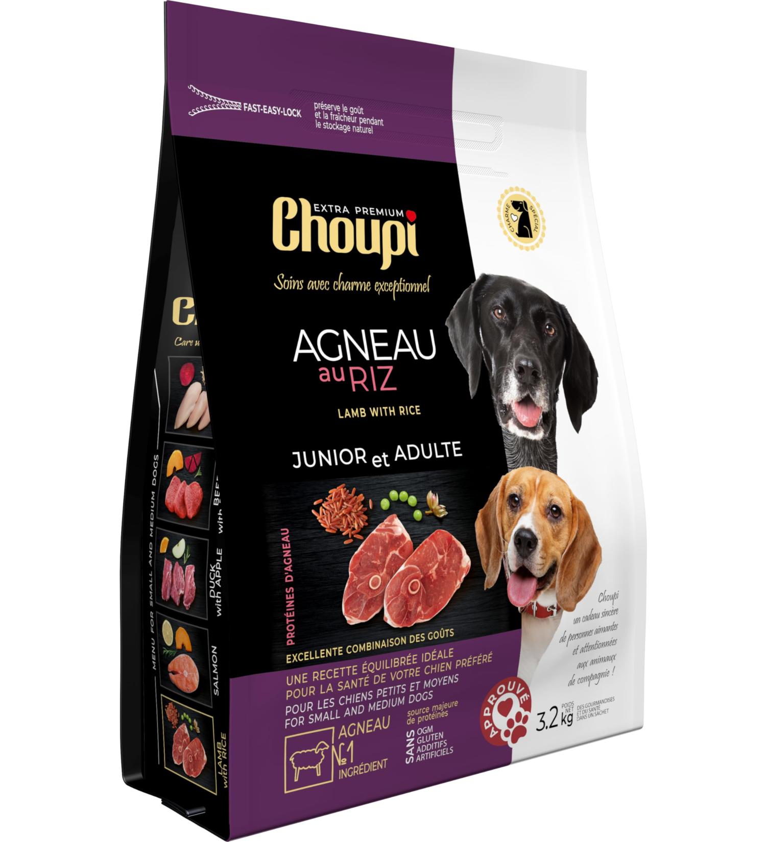 CHOUPI Extra Premium Dog Food for Small and Medium Breeds Lamb with Rice 3.2 kg - Dry Food - Buy Online on GoSupps.com