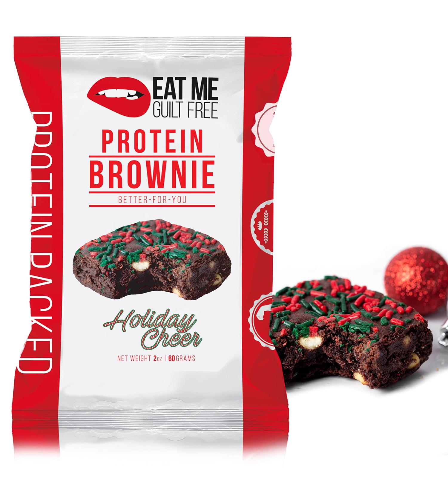 Eat Me Guilt Free Limited Edition Holiday Cheer Brownie - Box of 12 | High Protein, Low Carb - Buy Online on GoSupps.com