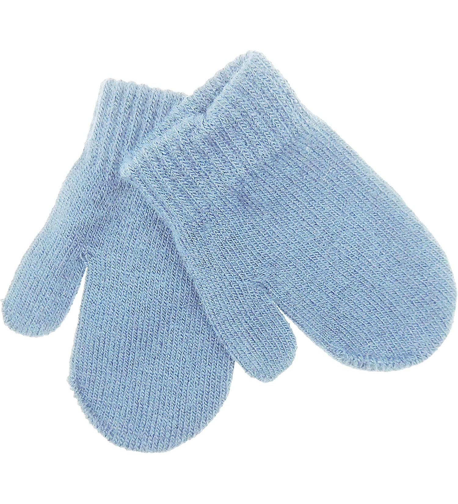 Cute Baby Girls Boys Gender Neutral Toddler Babies Childrens Kids Warm Winter Knit Knitted Magic Stay On Mitts Outdoor Autumn Shower Christmas Gift Fluffy Mittens Gloves 0 Months (Newborn Blue)