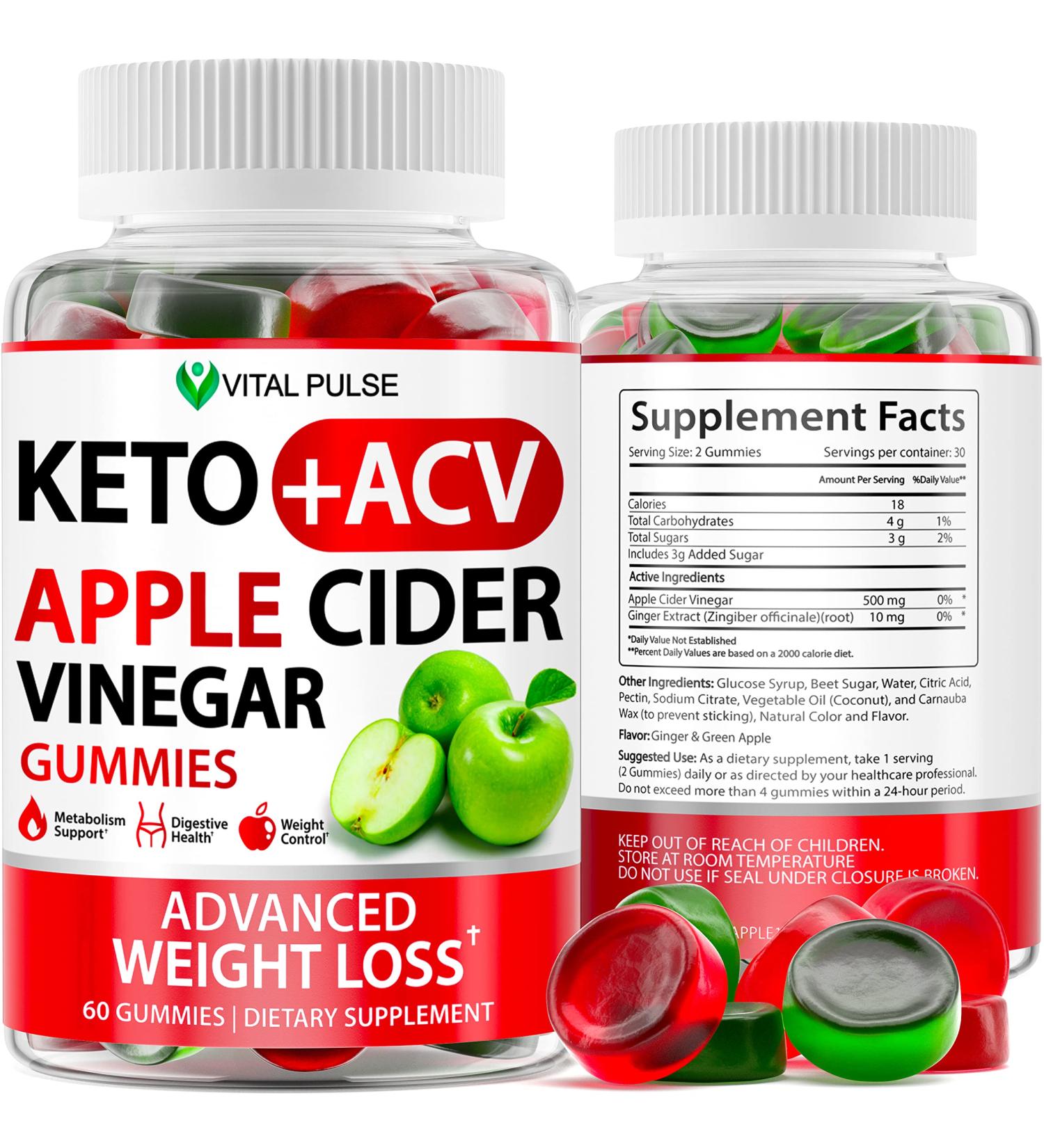 Keto ACV Gummies for Weight Management - Apple Cider Vinegar Supplement for Detox, Digestion & Cleansing - Ginger & Green Apple Flavored Keto Gummies - Buy Online on GoSupps.com