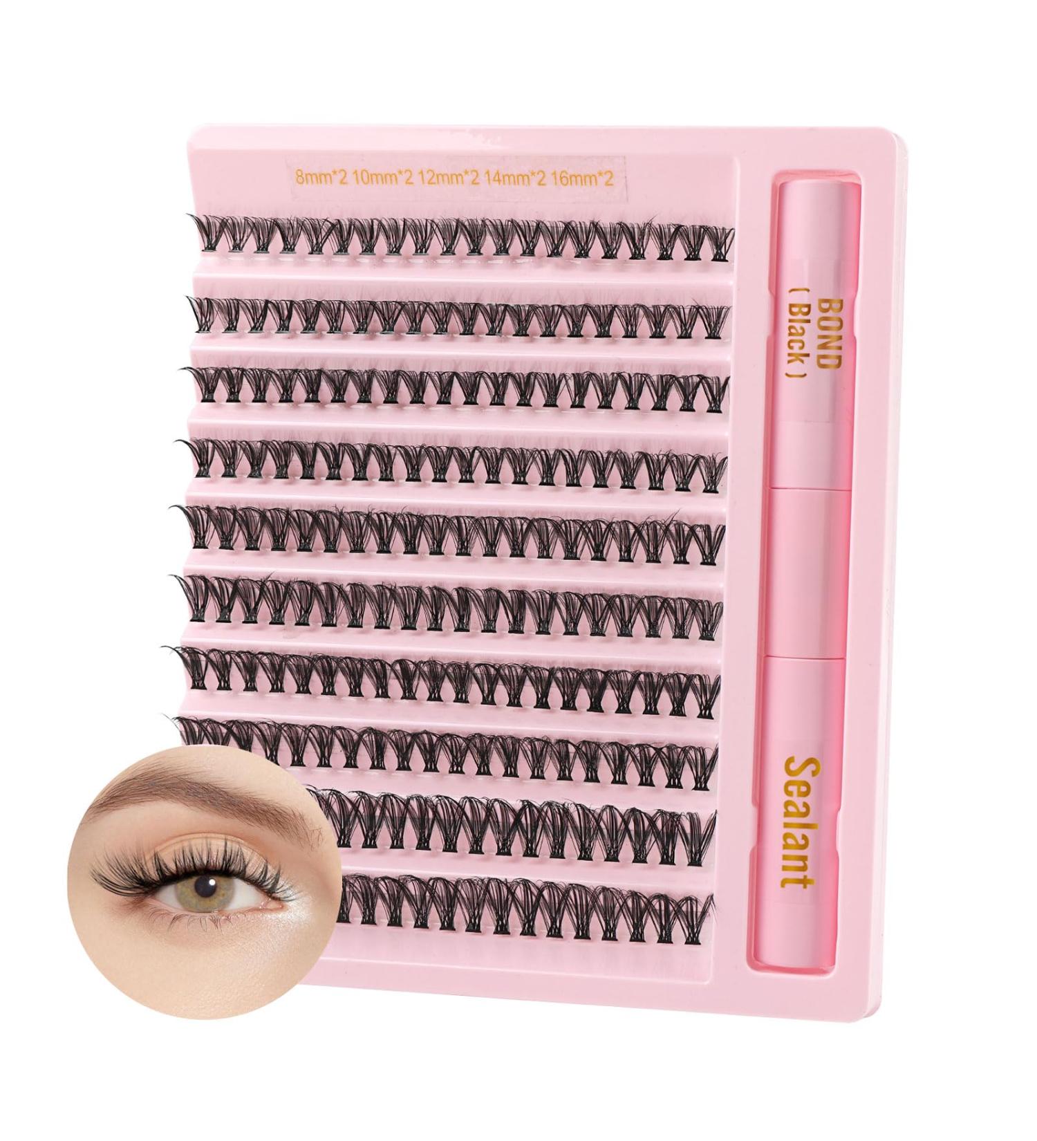Poiuyoiu Individual Eyelashes Set with Bond & Seal Glue 30D Mixed 8-16mm Cluster Lashes 0.07D Curl Reusable DIY Extensions for Home Use - Buy Online on GoSupps.com