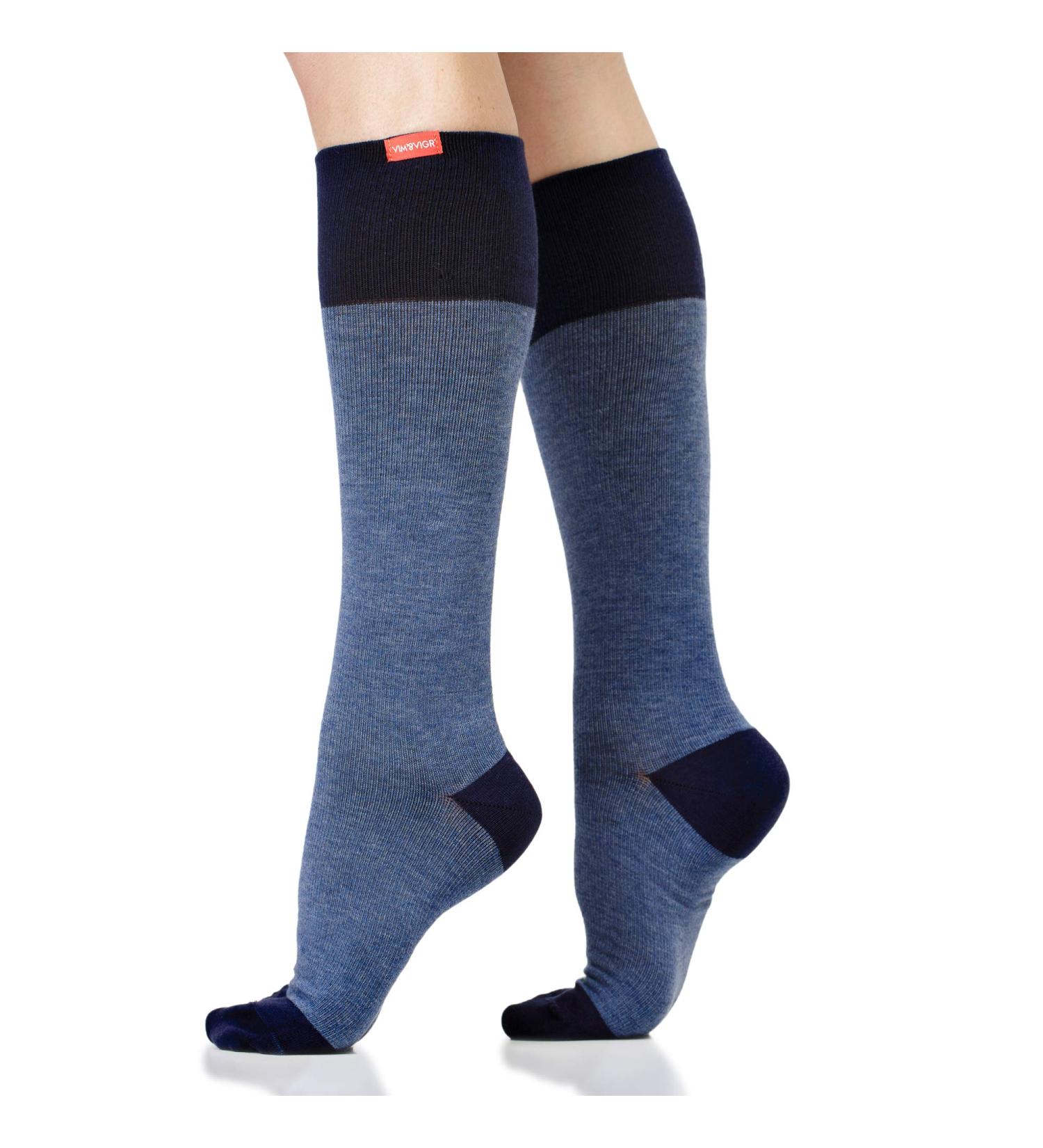 Vim & Vigr Cotton Compression Stockings 20-30 mmHg Medical Grade - Navy Blue Marl Size M/L - International Shipping Available - Buy Online on GoSupps.com