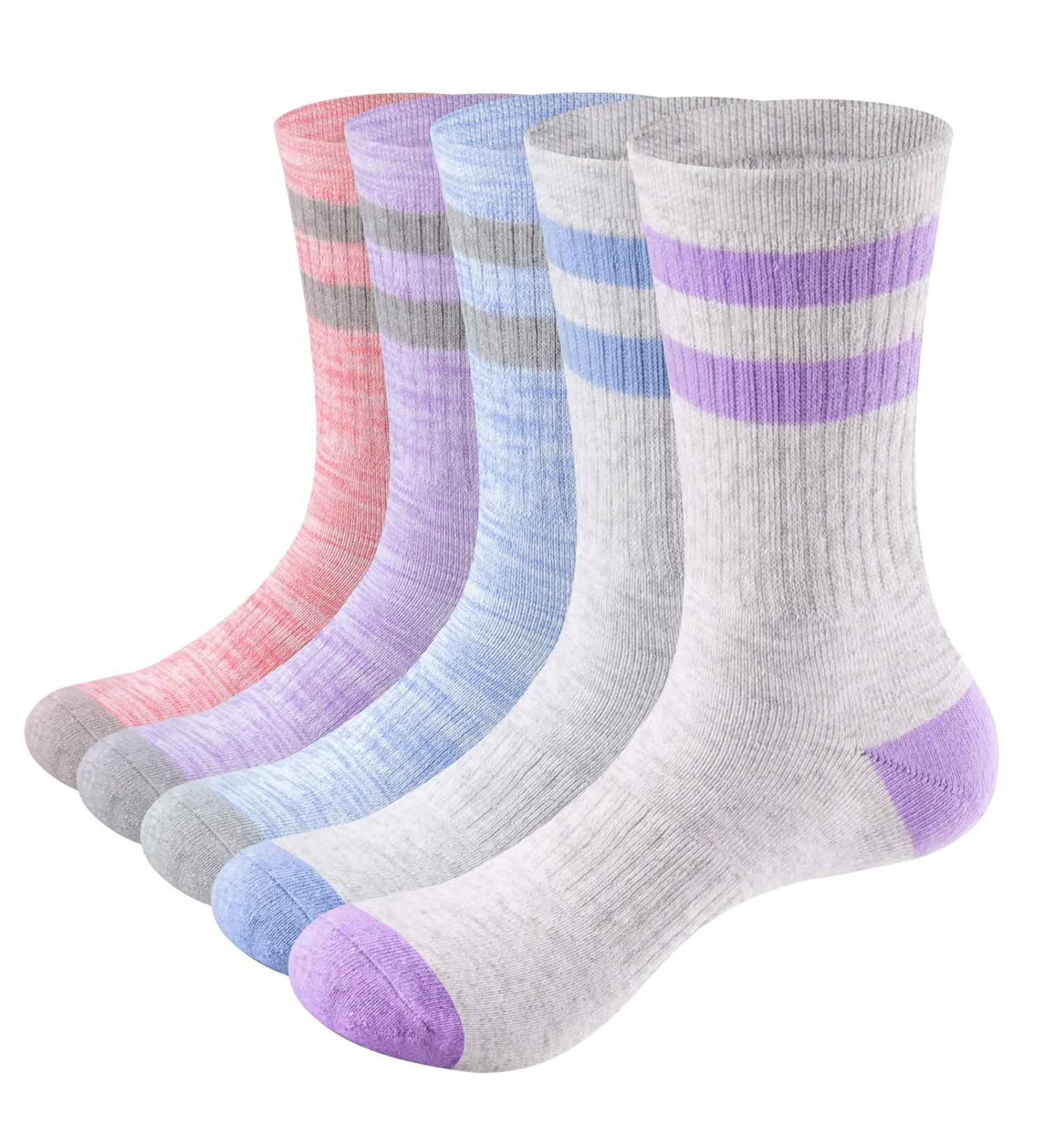 YUEDGE Women's Athletic Hiking Socks - Moisture-Wicking, Cushioned Crew Sports Socks | Sizes 6-9 & 9-11 | Multicolor - Buy Online on GoSupps.com