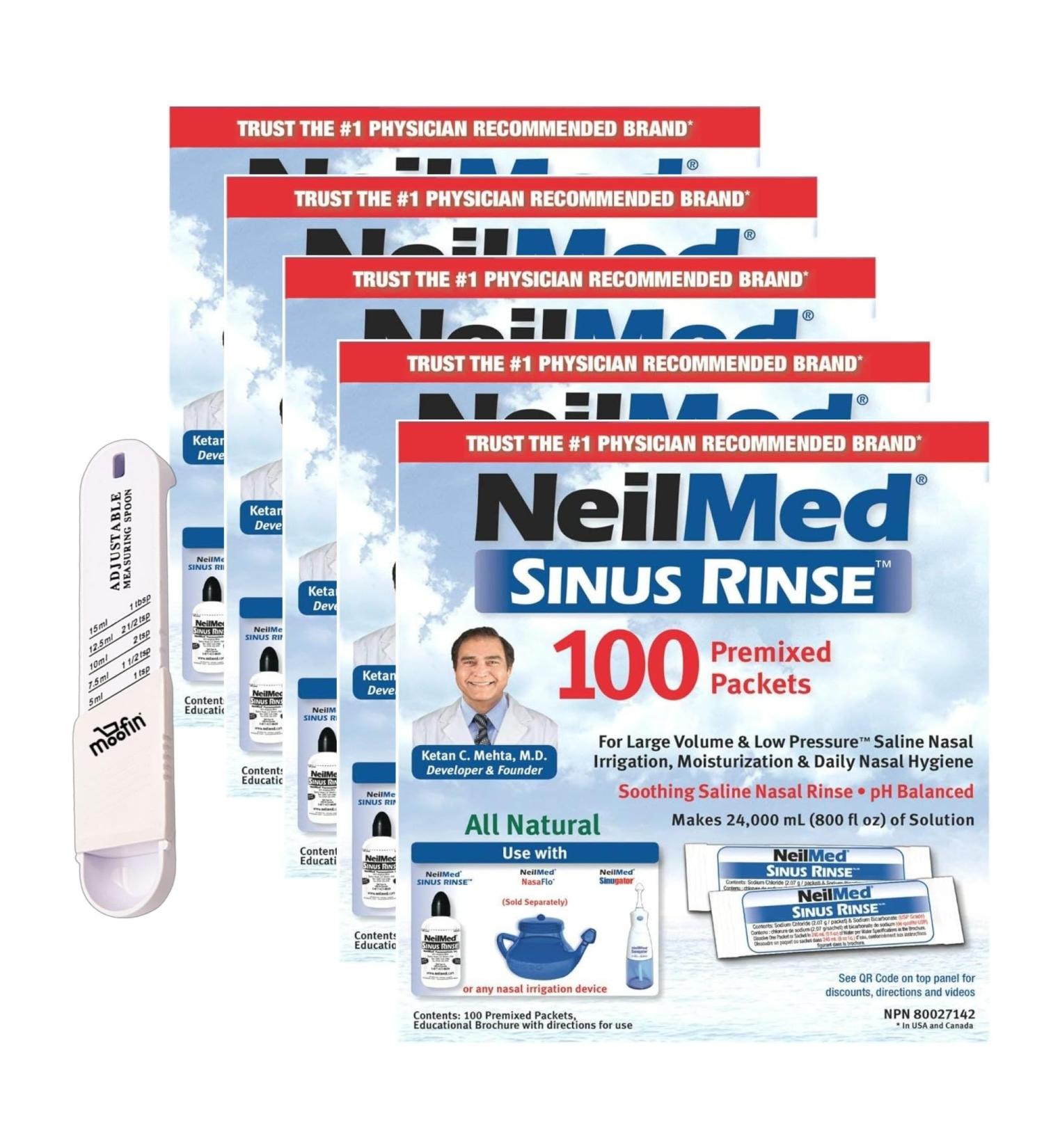 Buy Sinus Rinse Refill Packets - 100 Premixed Saline for Allergy Relief | pH Balanced & Easy-to-Use | Pack of 5 - International Shipping Available - Buy Online on GoSupps.com