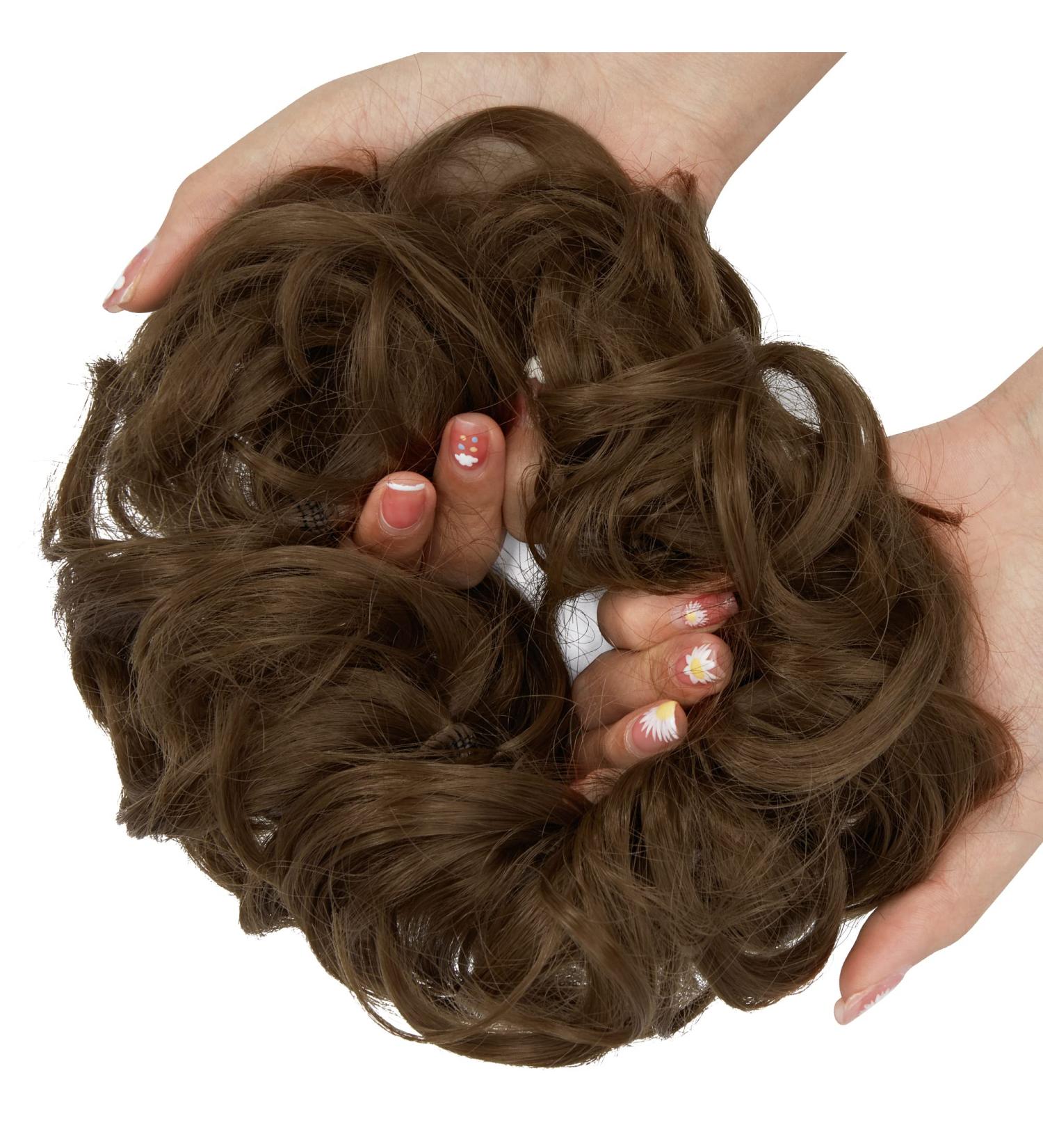 Light Chestnut Brown Messy Bun Scrunchie Hair Extension Updo Chignon Ponytail Accessory - 1 PCS - Buy Online on GoSupps.com