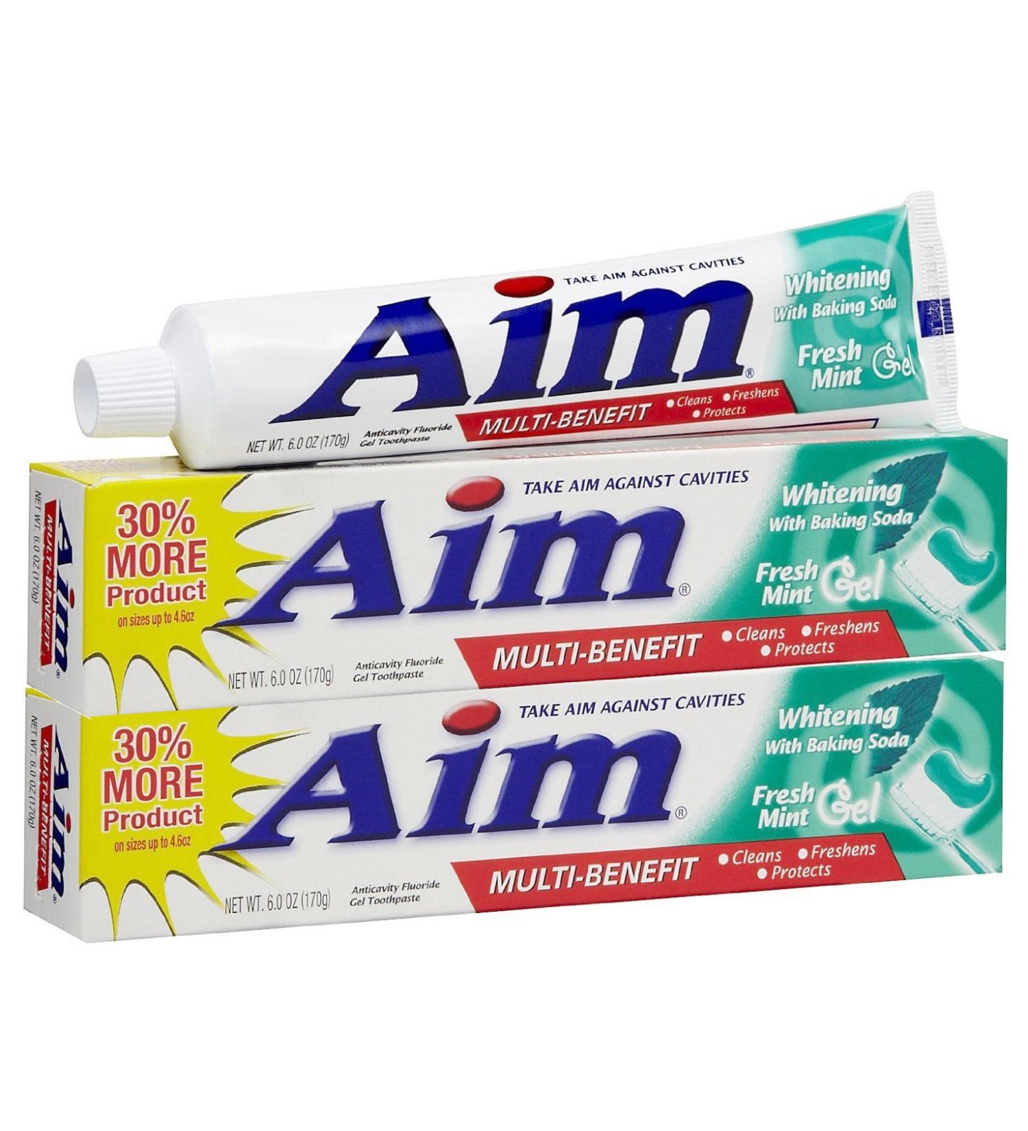 Aim Whitening Toothpaste Mint Gel 5.5 oz by Aim (Pack of 3)