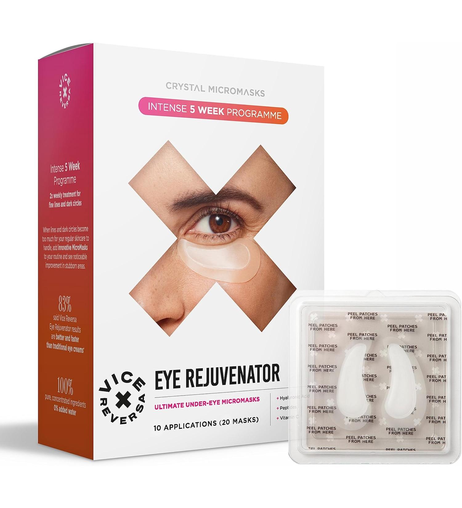 Vice Reversa Eye Rejuvenator - Hyaluronic Acid Under Eye Patches for Hydration & Brightening - MicroCrystal Skincare (12 Pairs) - Buy Online on GoSupps.com