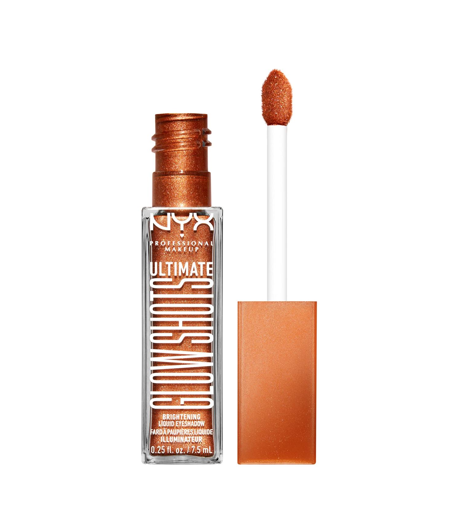 NYX Ultimate Glow Shots Liquid Eyeshadow - Wow Cacao | Long-Lasting Shimmer Eye Shadow with Vitamin C - Buy Online on GoSupps.com
