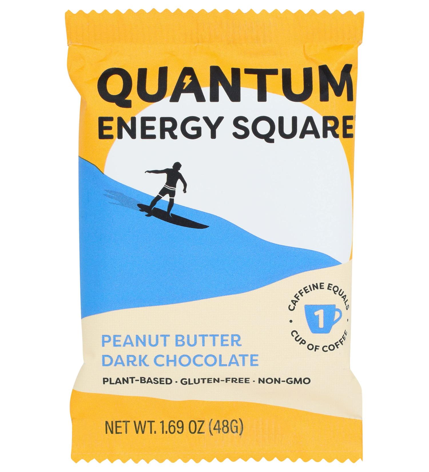 Quantum Energy Squares Peanut Butter Dark Chocolate Plant Based Dairy Free Gluten Free & Non-GMO 1.69 Oz (Pack of 8)