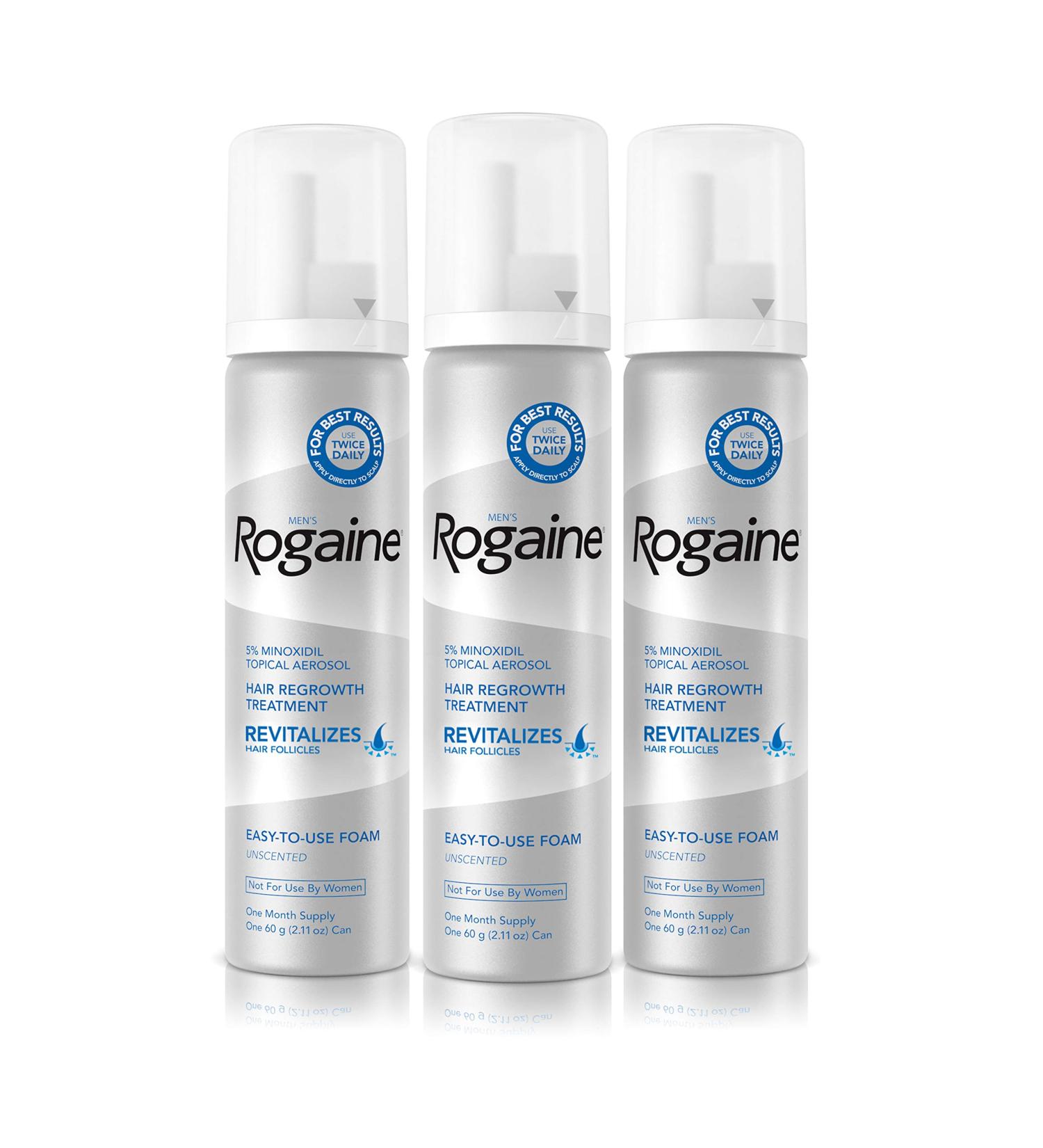 Men's Rogaine 5% Minoxidil Foam - Hair Loss & Regrowth Treatment - 3-Month Supply - Buy Online on GoSupps.com