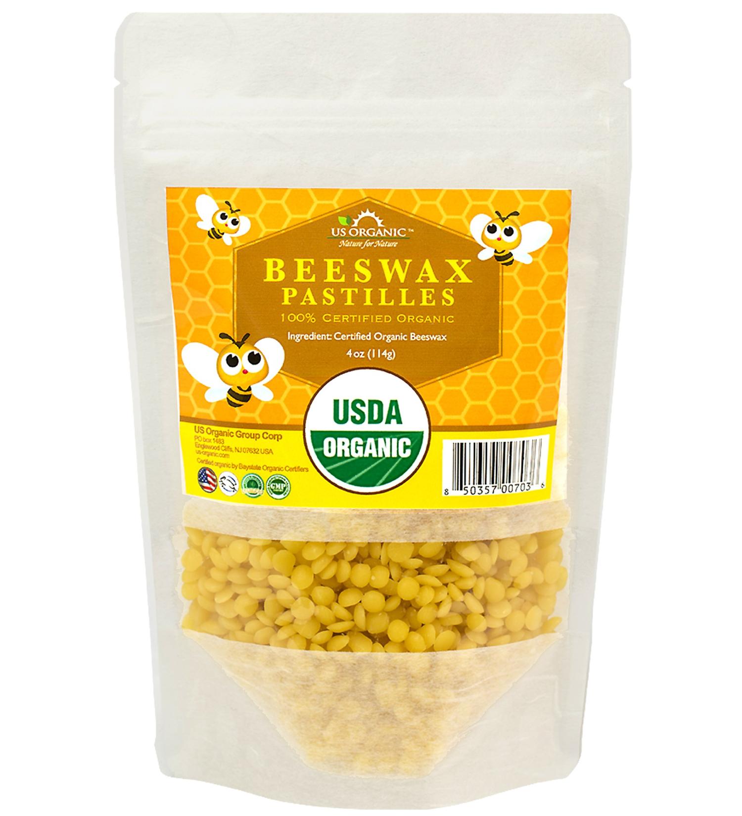 USDA Certified Organic Beeswax Pastilles 4oz - Pure Yellow for DIY Candle, Lip Balm, Body Cream, Deodorant & More - Buy Online on GoSupps.com