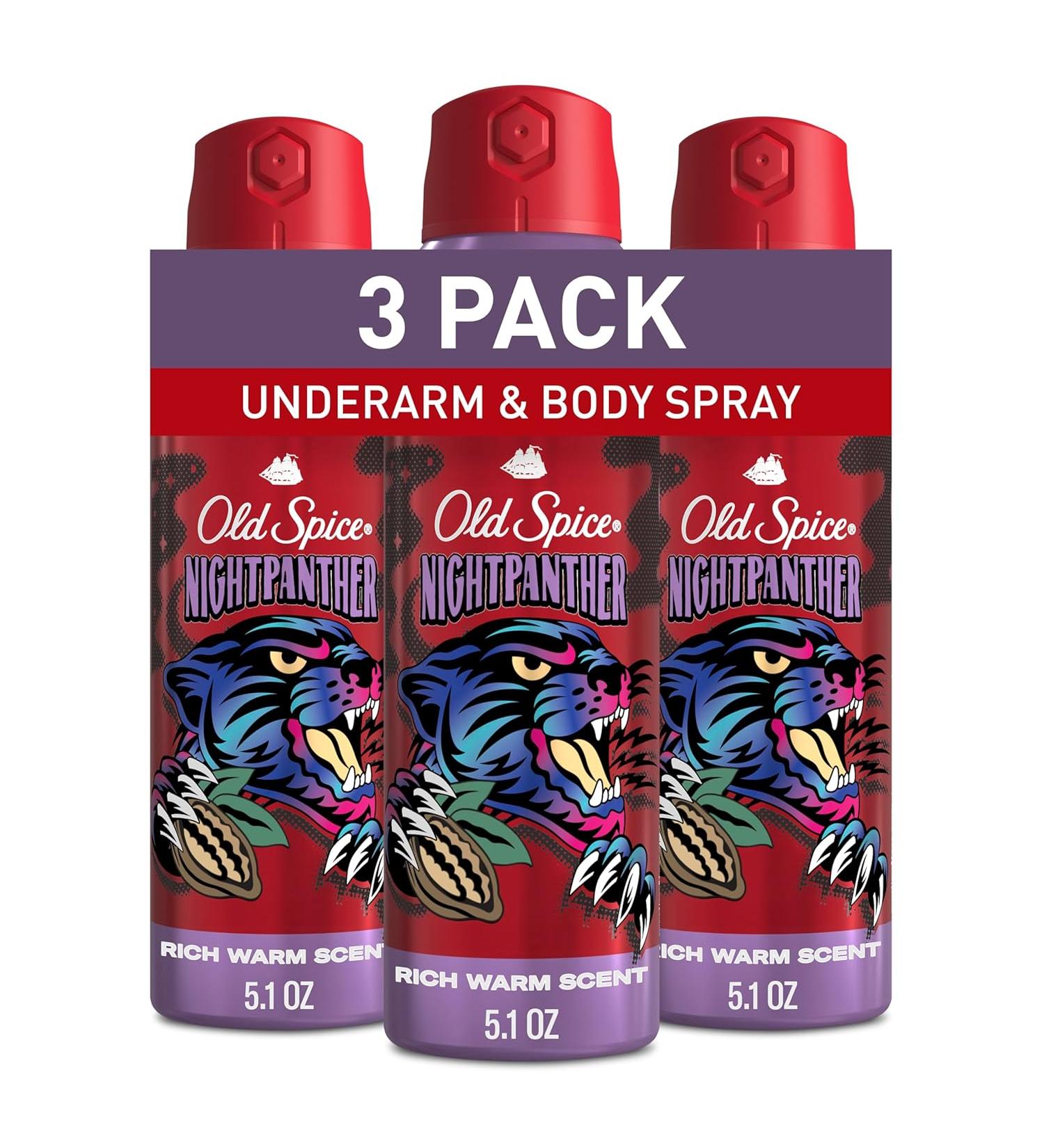 Old Spice NightPanther Body Spray for Men 5.1 Oz (Pack of 3) Nightpanther 5.1 Ounce (Pack of 3) - Buy Online on GoSupps.com