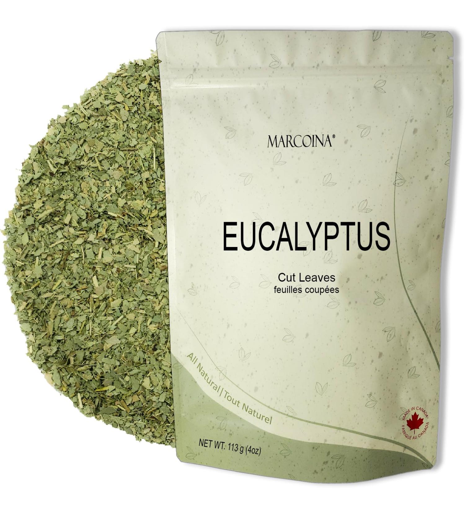 Eucalyptus Herbal Tea Pure Loose Leaves by Marcoina - Cut Leaves 113g in Resealable Bag Caffeine-Free Tea from Turkey - Perfect for Hot Brews Known as Eucalyptus Feuille Eucalipto Eucaliptus globulus - 4oz. EUCALYPTUS Leaves Cut 113-g. / 4-oz. - Buy Online on GoSupps.com